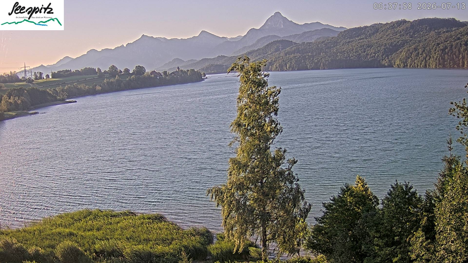 Archiv Foto Webcam Füssen: Blick auf den Weißensee vom Hotel Seespitz