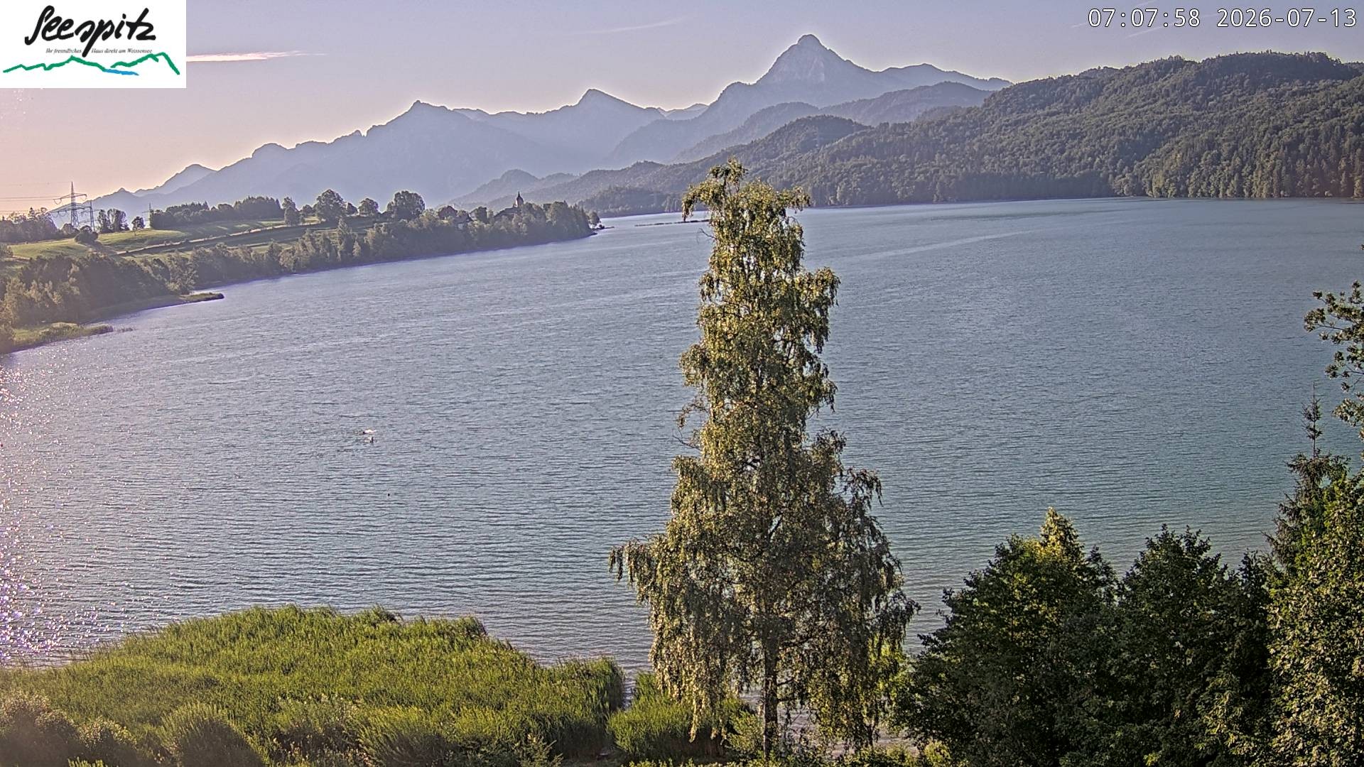 Archiv Foto Webcam Füssen: Blick auf den Weißensee vom Hotel Seespitz