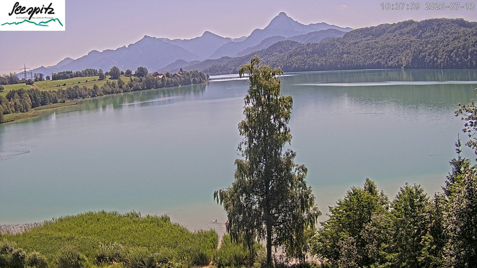 Archiv Foto Webcam Füssen: Blick auf den Weißensee vom Hotel Seespitz