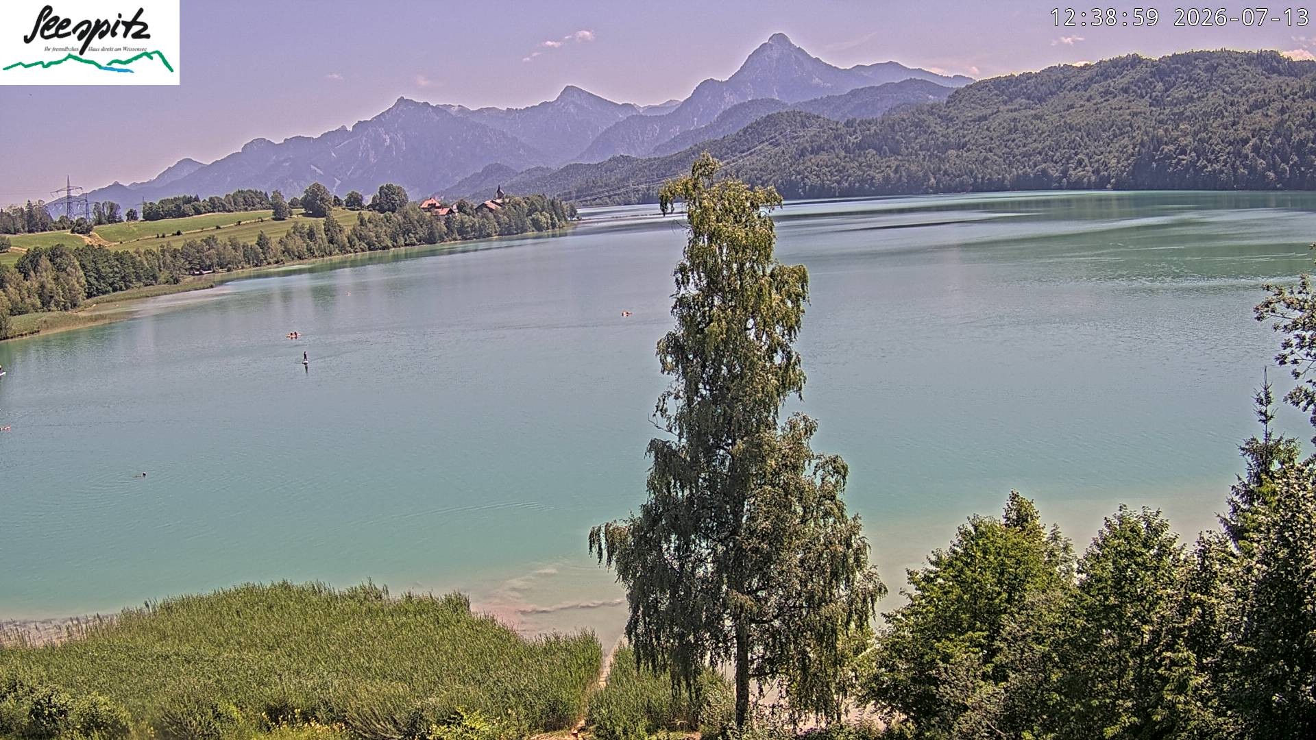 Archiv Foto Webcam Füssen: Blick auf den Weißensee vom Hotel Seespitz
