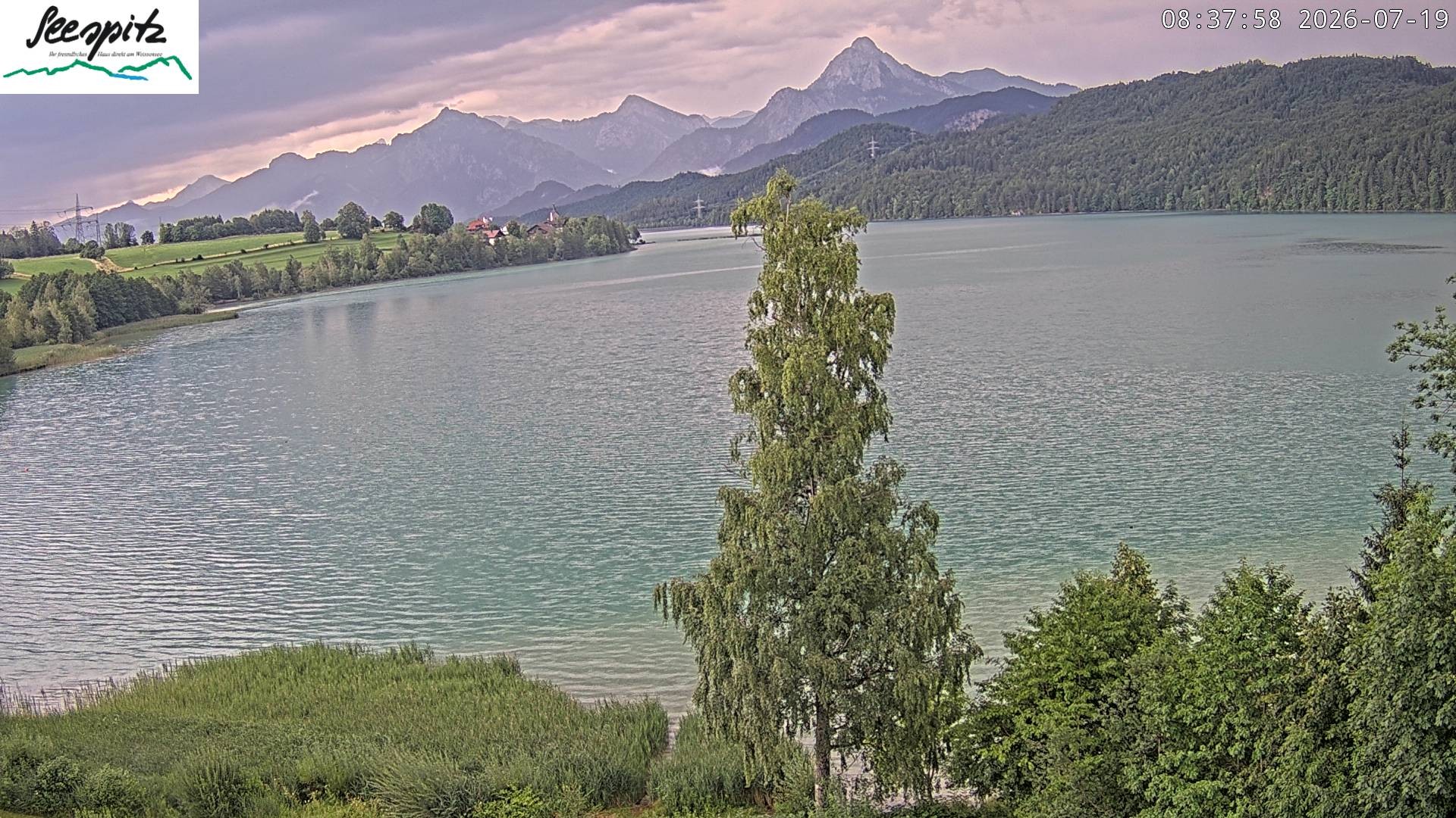 Archiv Foto Webcam Füssen: Blick auf den Weißensee vom Hotel Seespitz