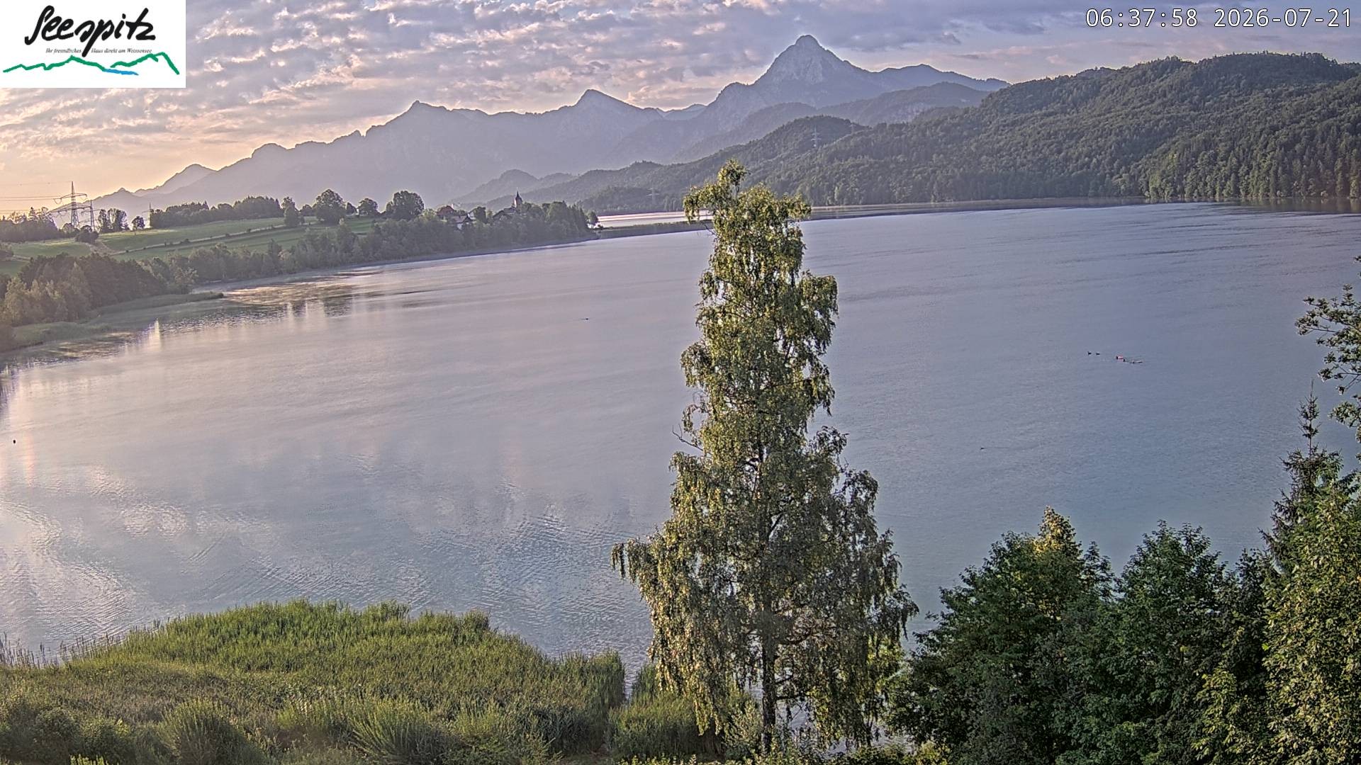 Archiv Foto Webcam Füssen: Blick auf den Weißensee vom Hotel Seespitz