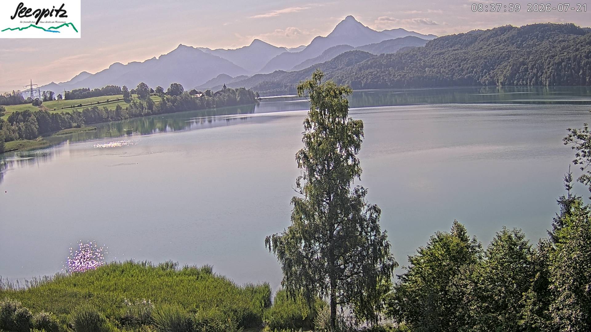 Archiv Foto Webcam Füssen: Blick auf den Weißensee vom Hotel Seespitz