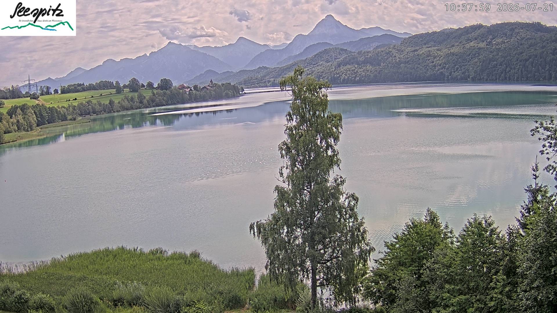 Archiv Foto Webcam Füssen: Blick auf den Weißensee vom Hotel Seespitz