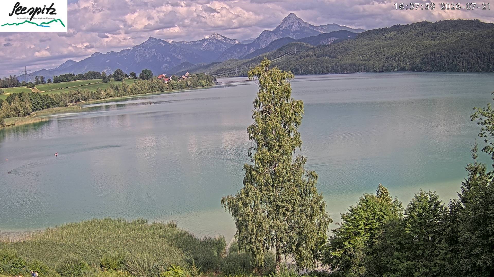 Archiv Foto Webcam Füssen: Blick auf den Weißensee vom Hotel Seespitz