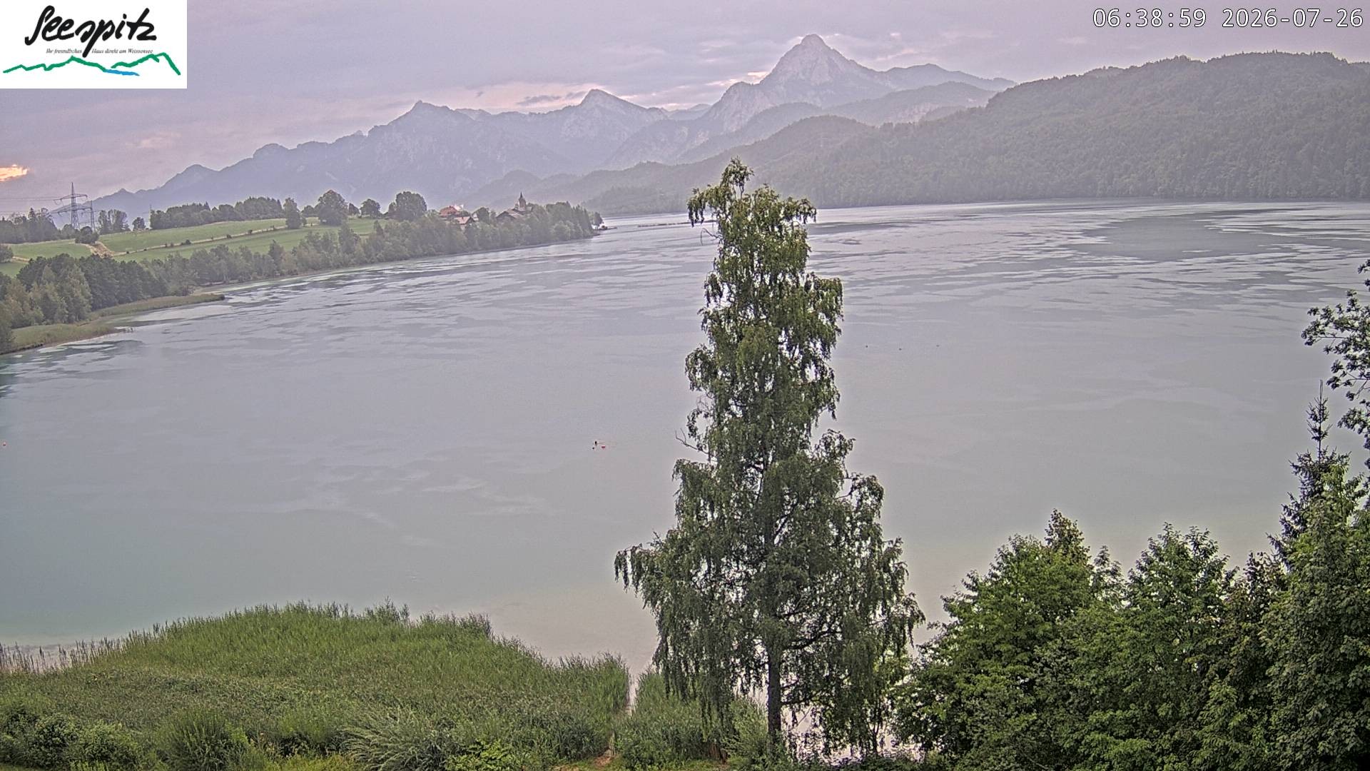 Archiv Foto Webcam Füssen: Blick auf den Weißensee vom Hotel Seespitz