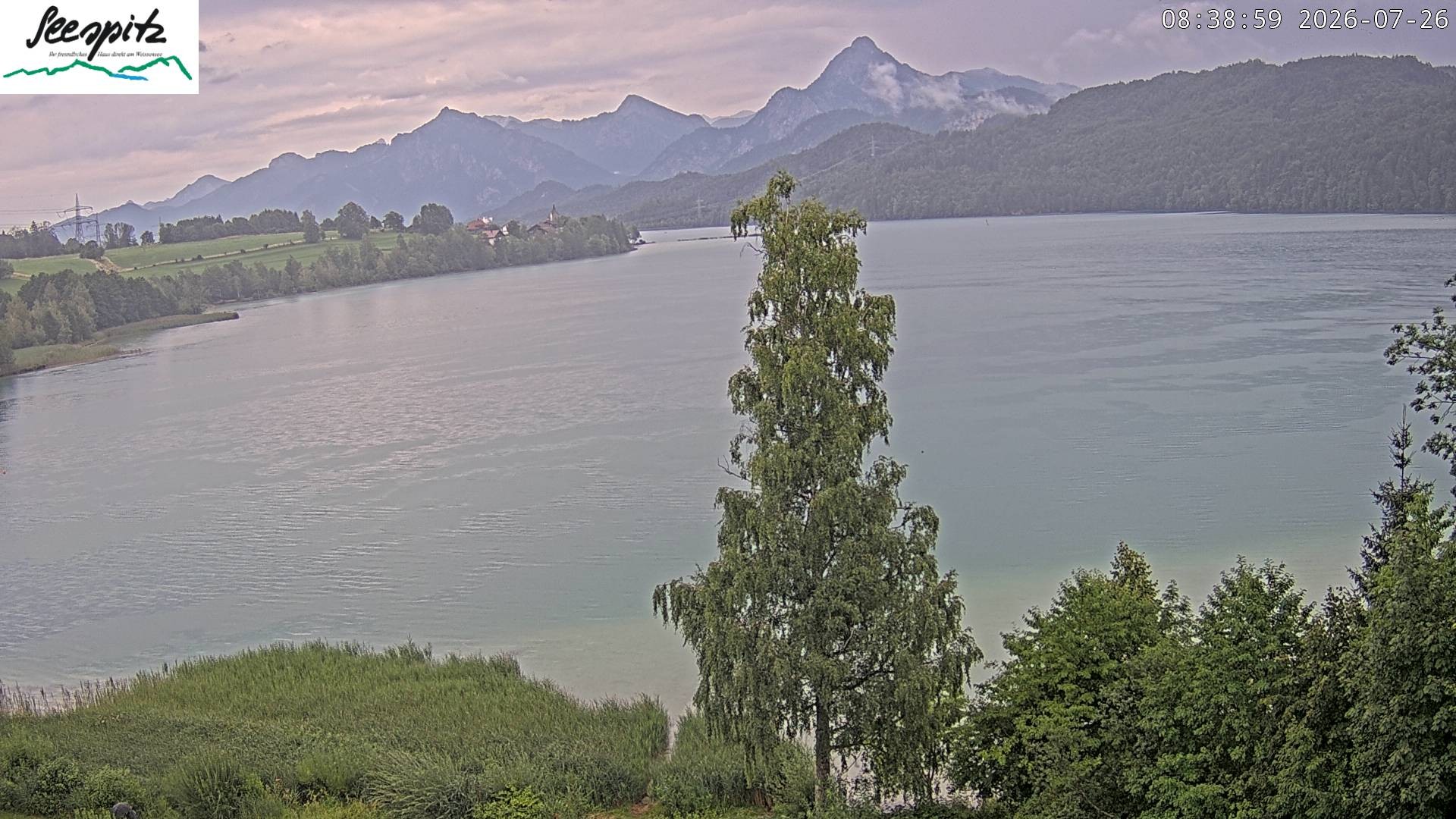 Archiv Foto Webcam Füssen: Blick auf den Weißensee vom Hotel Seespitz