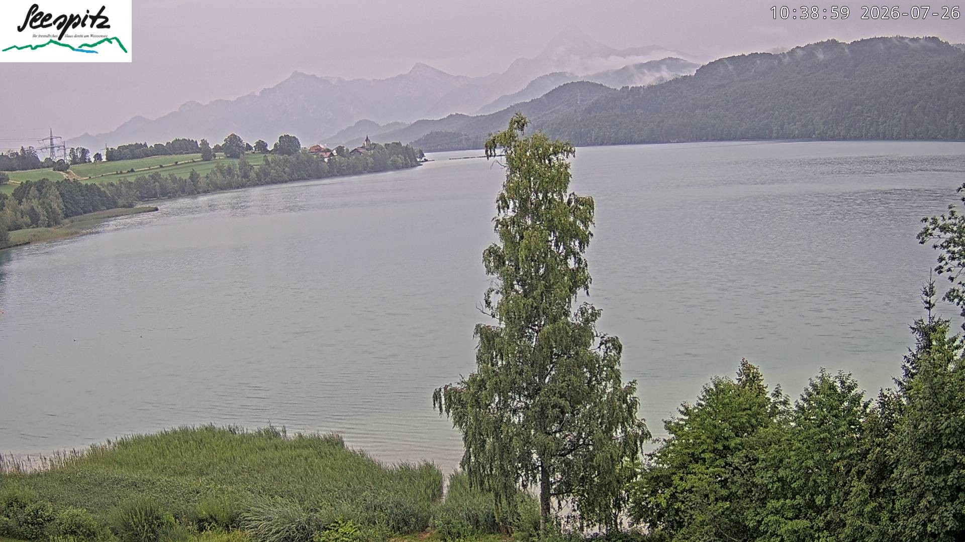 Archiv Foto Webcam Füssen: Blick auf den Weißensee vom Hotel Seespitz