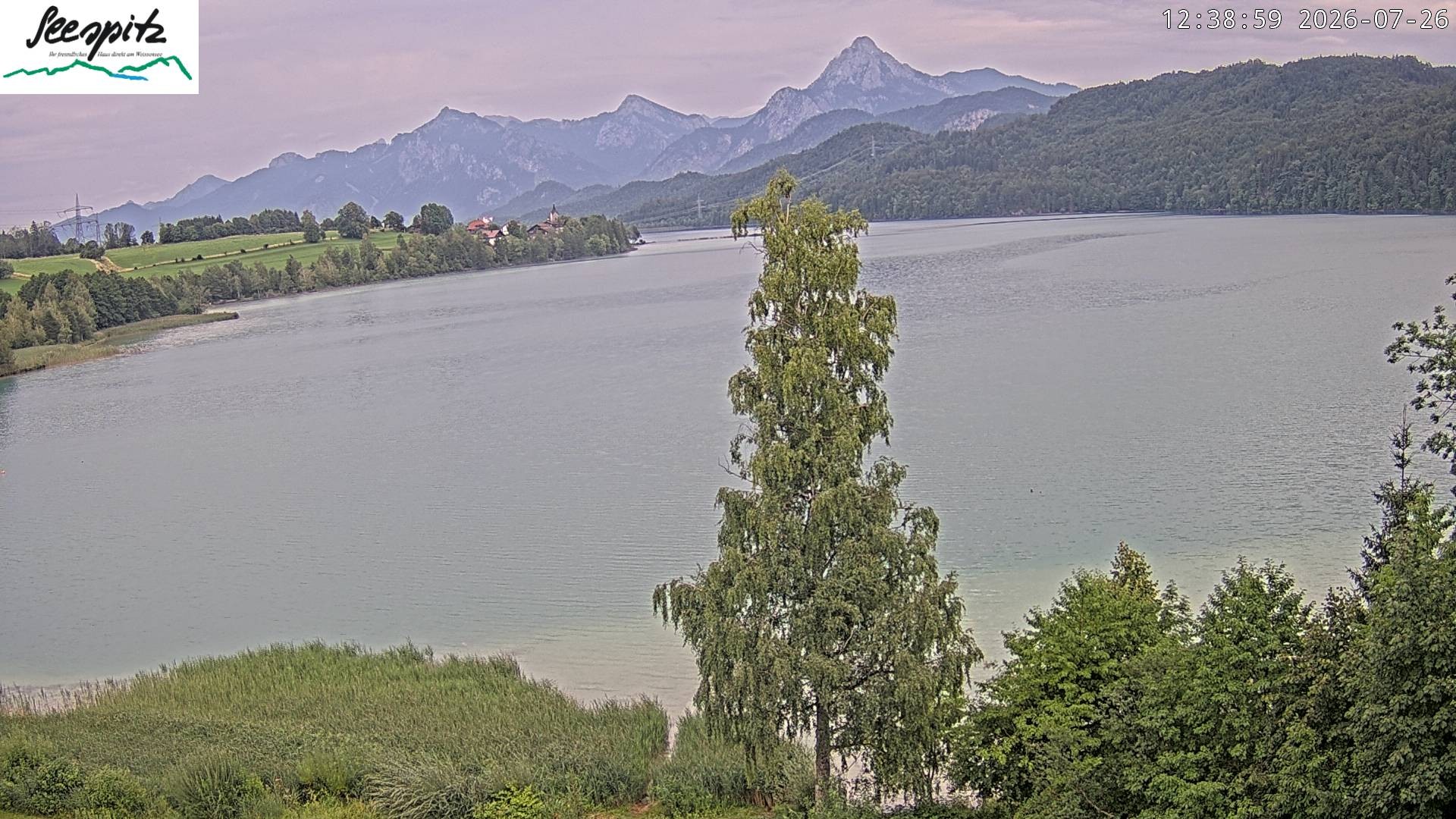 Archiv Foto Webcam Füssen: Blick auf den Weißensee vom Hotel Seespitz