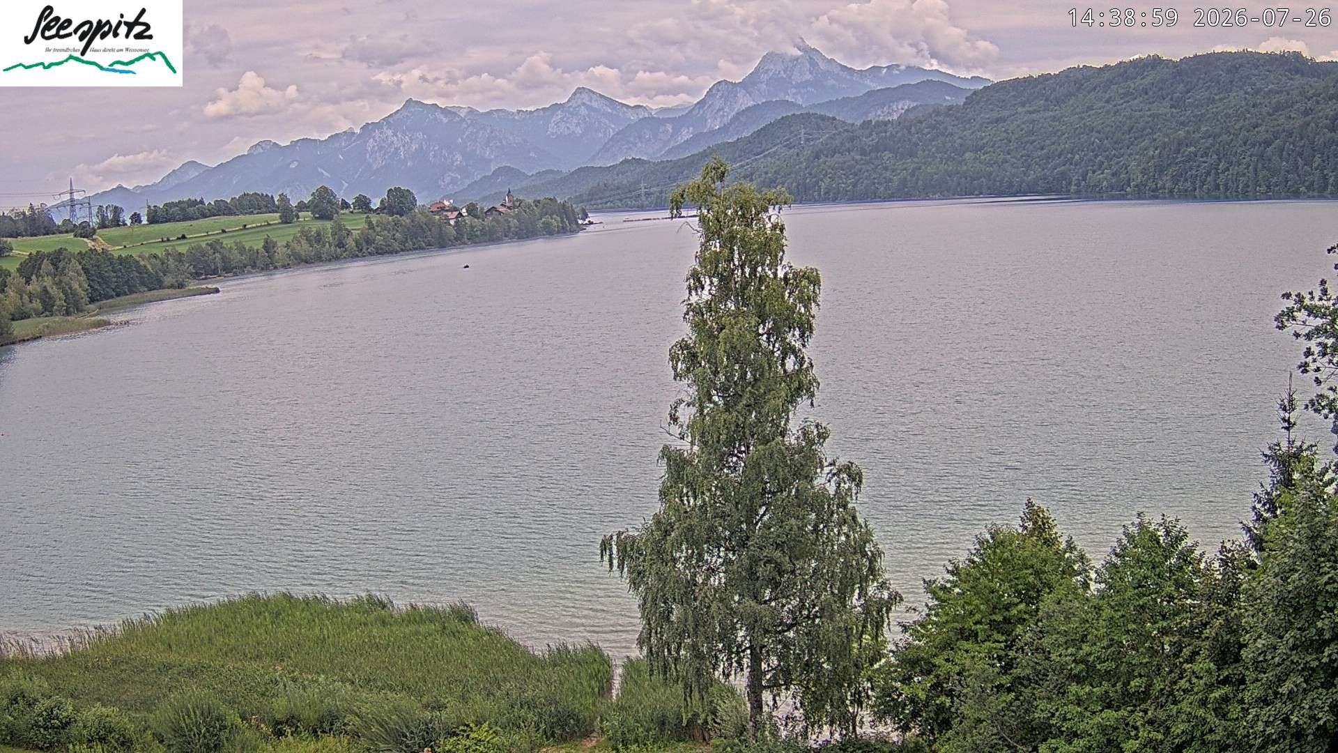 Archiv Foto Webcam Füssen: Blick auf den Weißensee vom Hotel Seespitz