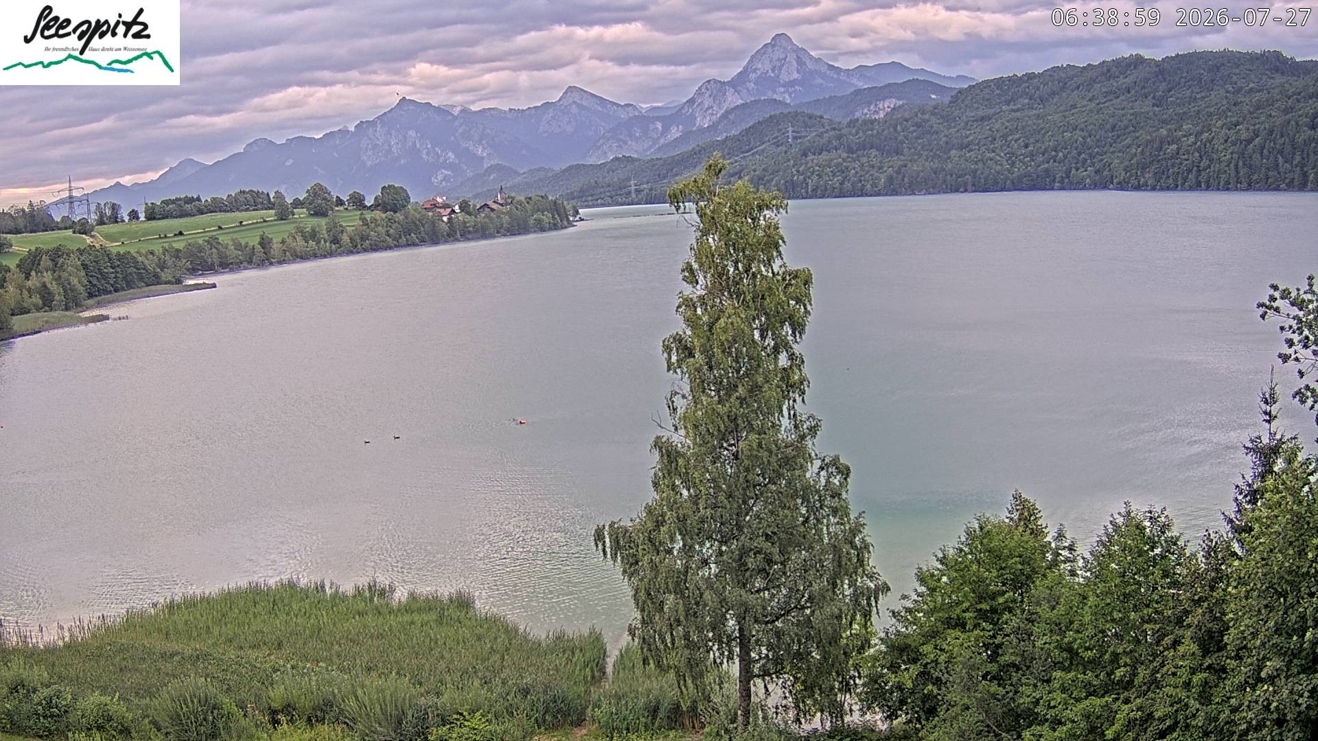 Archiv Foto Webcam Füssen: Blick auf den Weißensee vom Hotel Seespitz