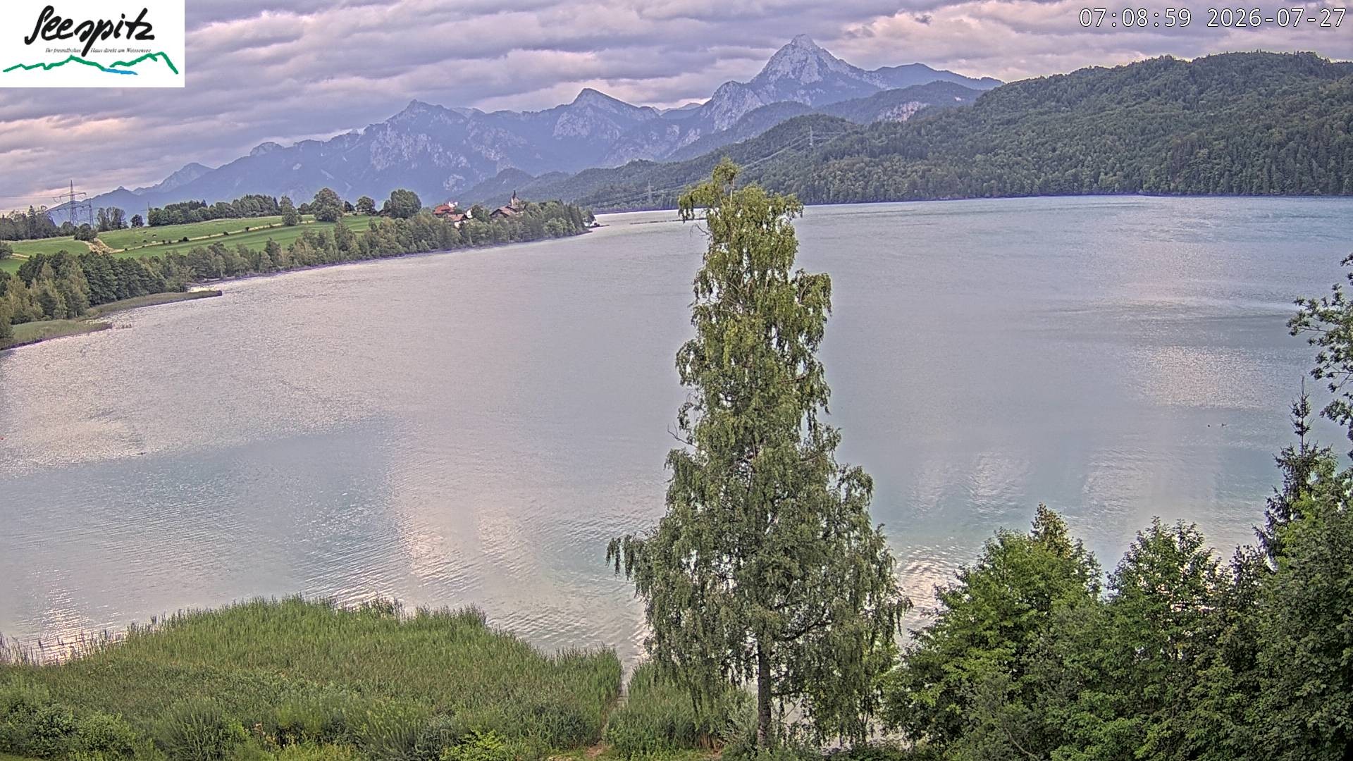 Archiv Foto Webcam Füssen: Blick auf den Weißensee vom Hotel Seespitz