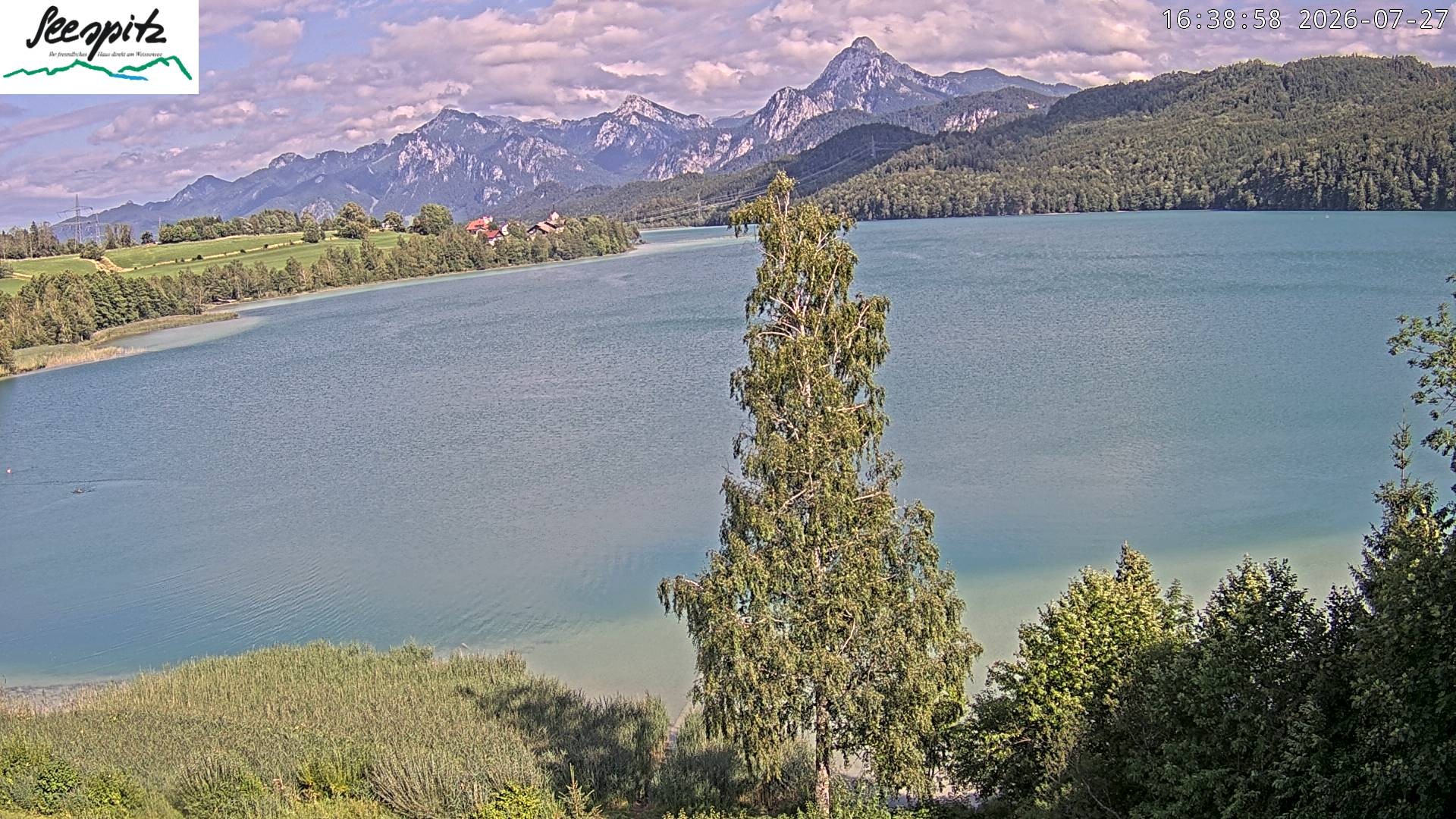 Archiv Foto Webcam Füssen: Blick auf den Weißensee vom Hotel Seespitz