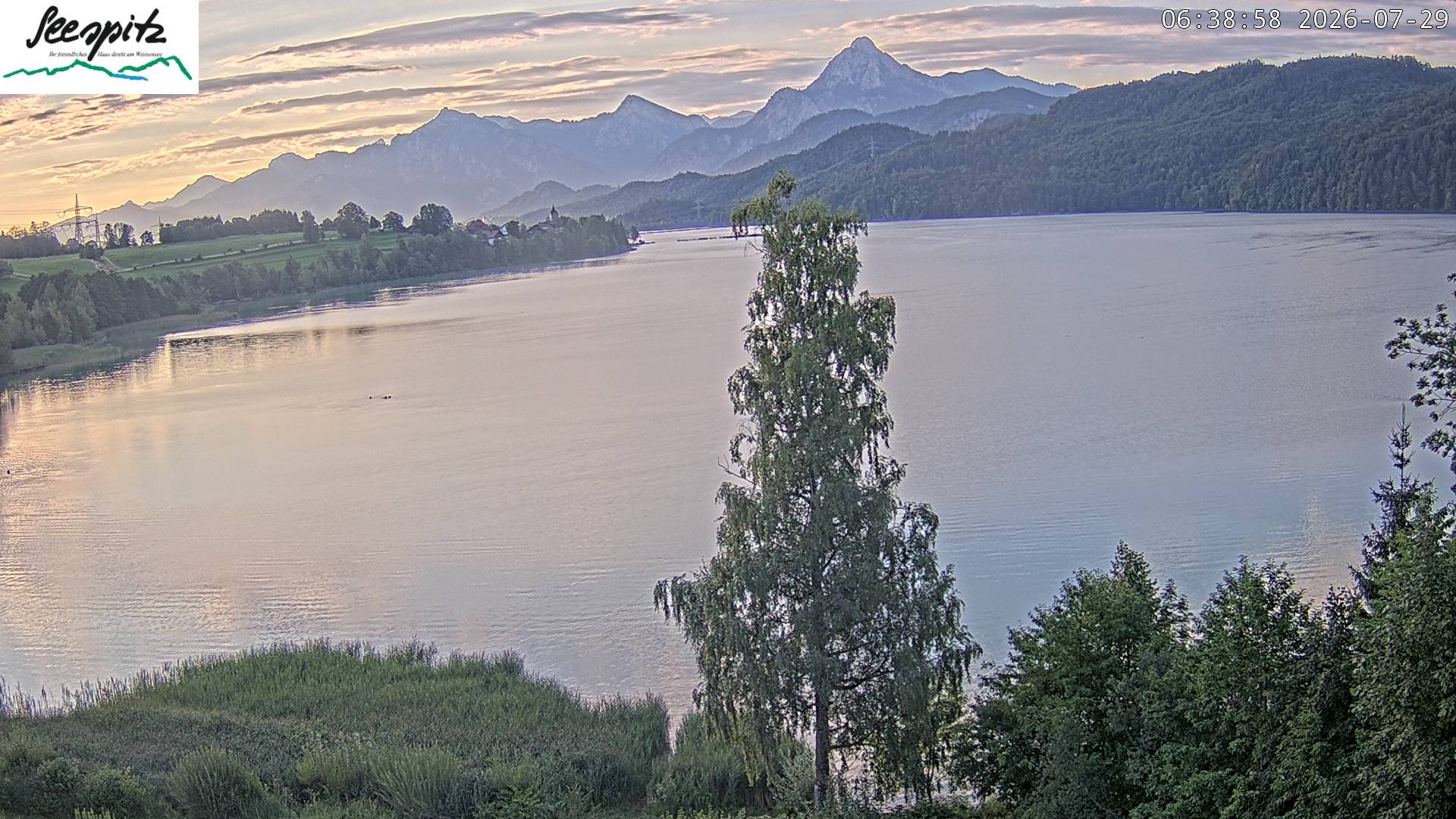 Archiv Foto Webcam Füssen: Blick auf den Weißensee vom Hotel Seespitz