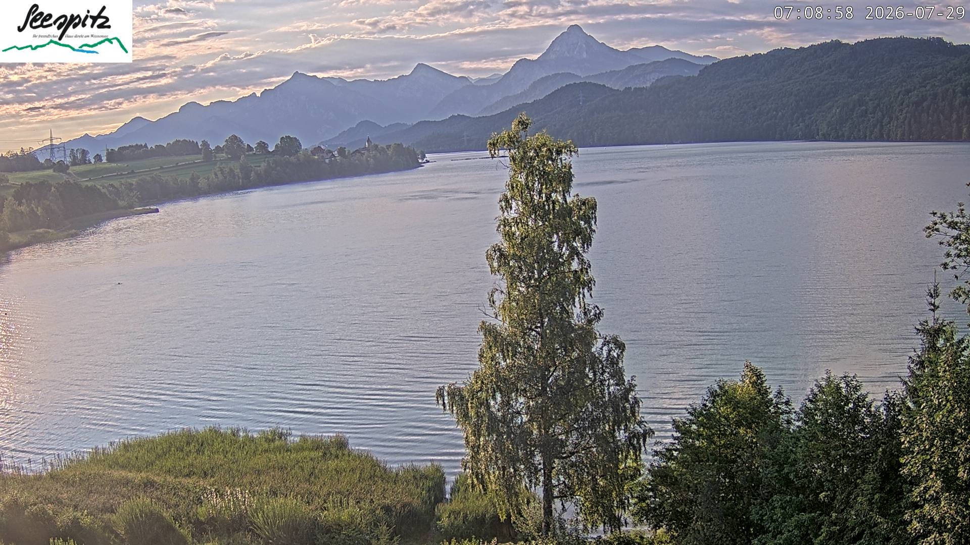Archiv Foto Webcam Füssen: Blick auf den Weißensee vom Hotel Seespitz