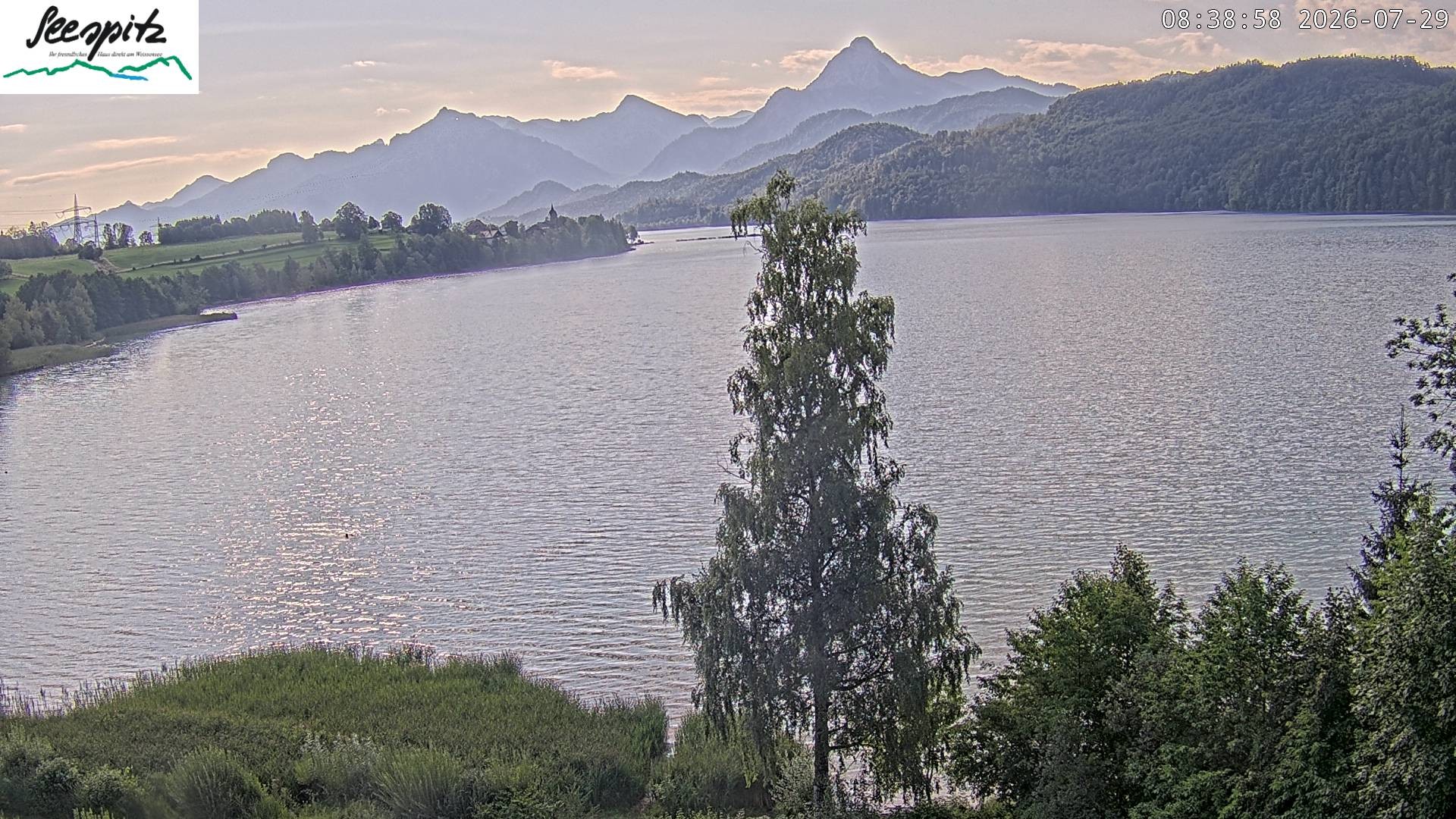 Archiv Foto Webcam Füssen: Blick auf den Weißensee vom Hotel Seespitz