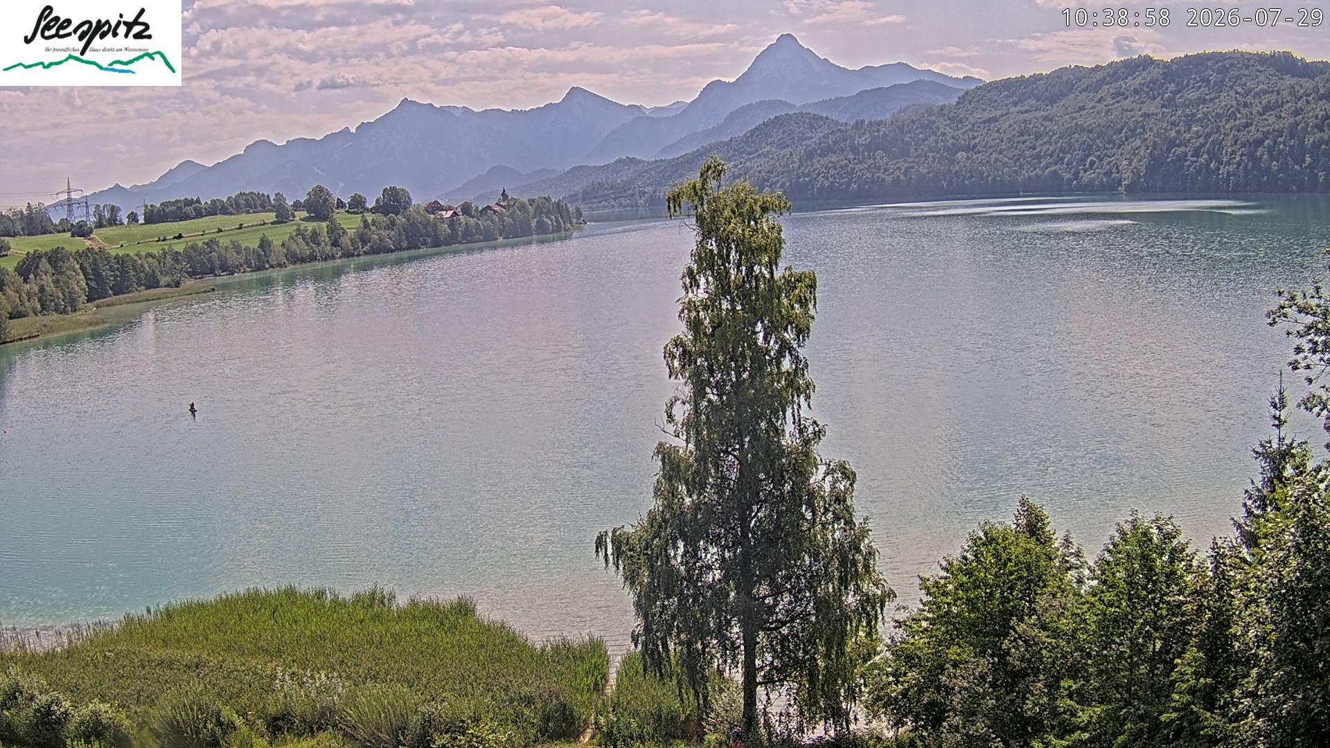Archiv Foto Webcam Füssen: Blick auf den Weißensee vom Hotel Seespitz