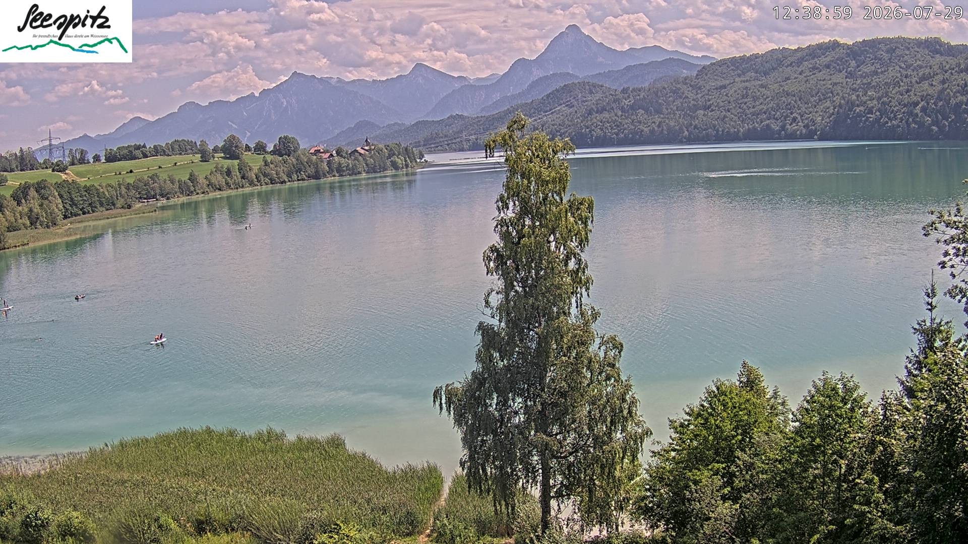 Archiv Foto Webcam Füssen: Blick auf den Weißensee vom Hotel Seespitz