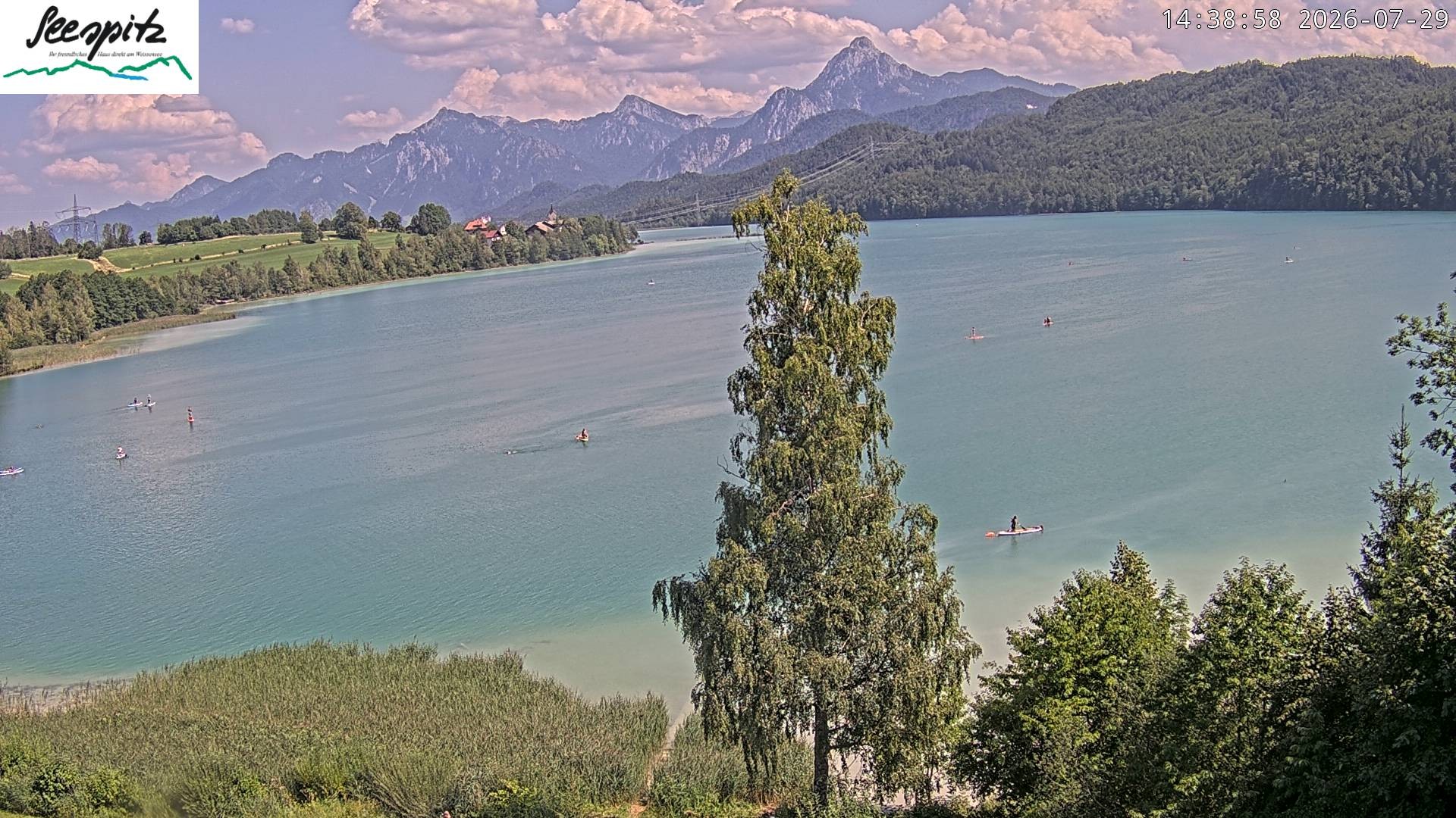 Archiv Foto Webcam Füssen: Blick auf den Weißensee vom Hotel Seespitz