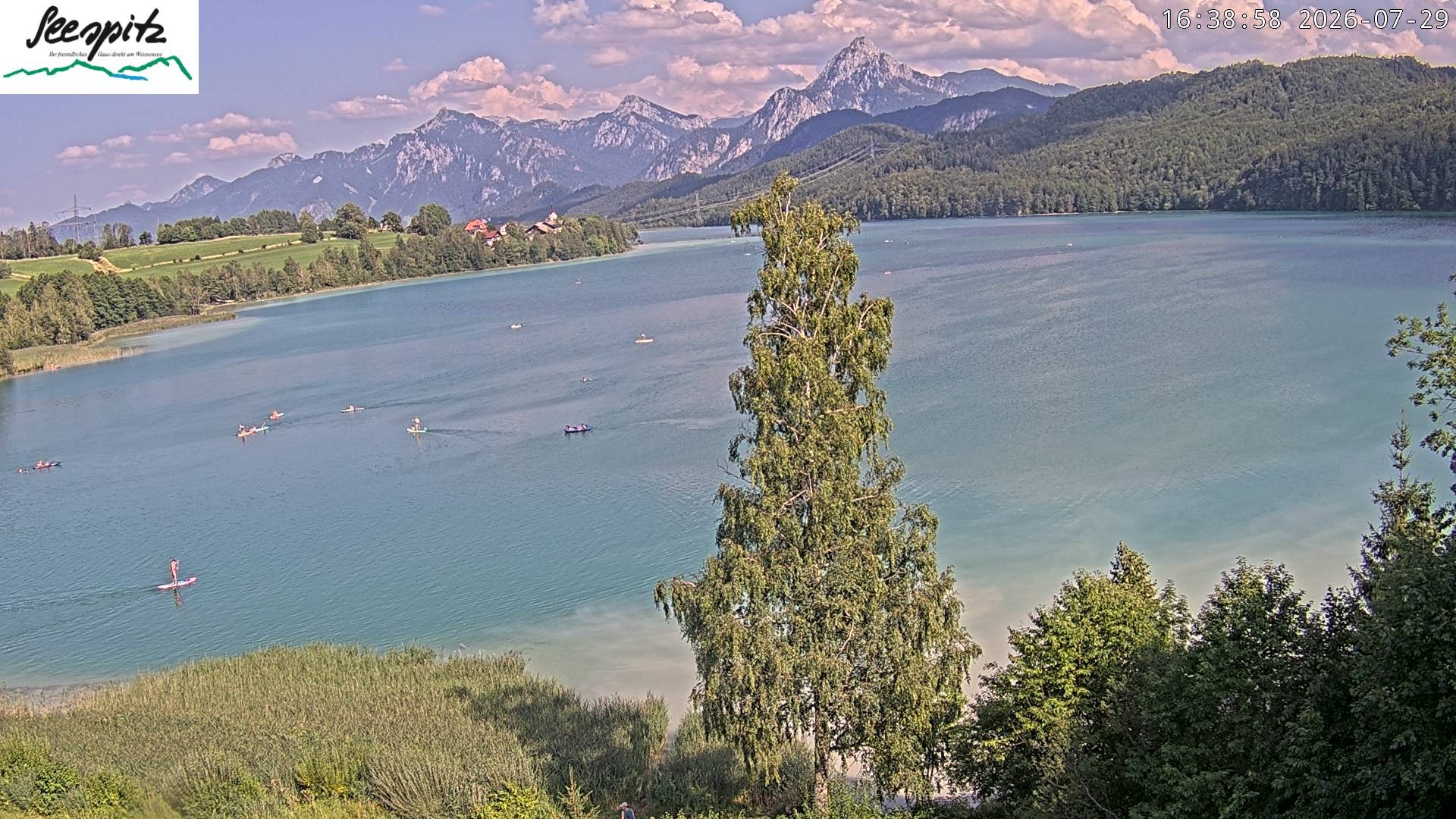 Archiv Foto Webcam Füssen: Blick auf den Weißensee vom Hotel Seespitz