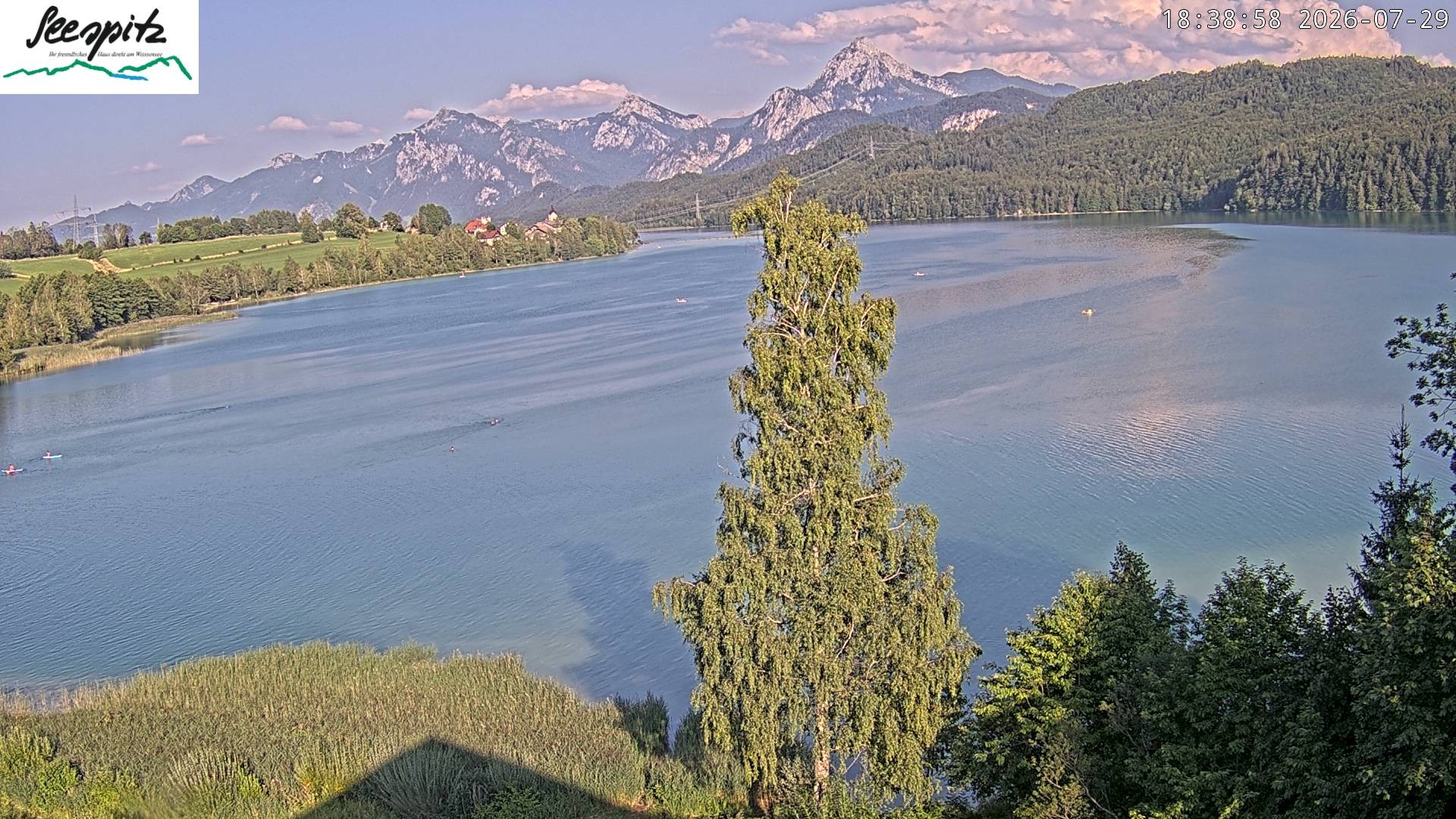 Archiv Foto Webcam Füssen: Blick auf den Weißensee vom Hotel Seespitz