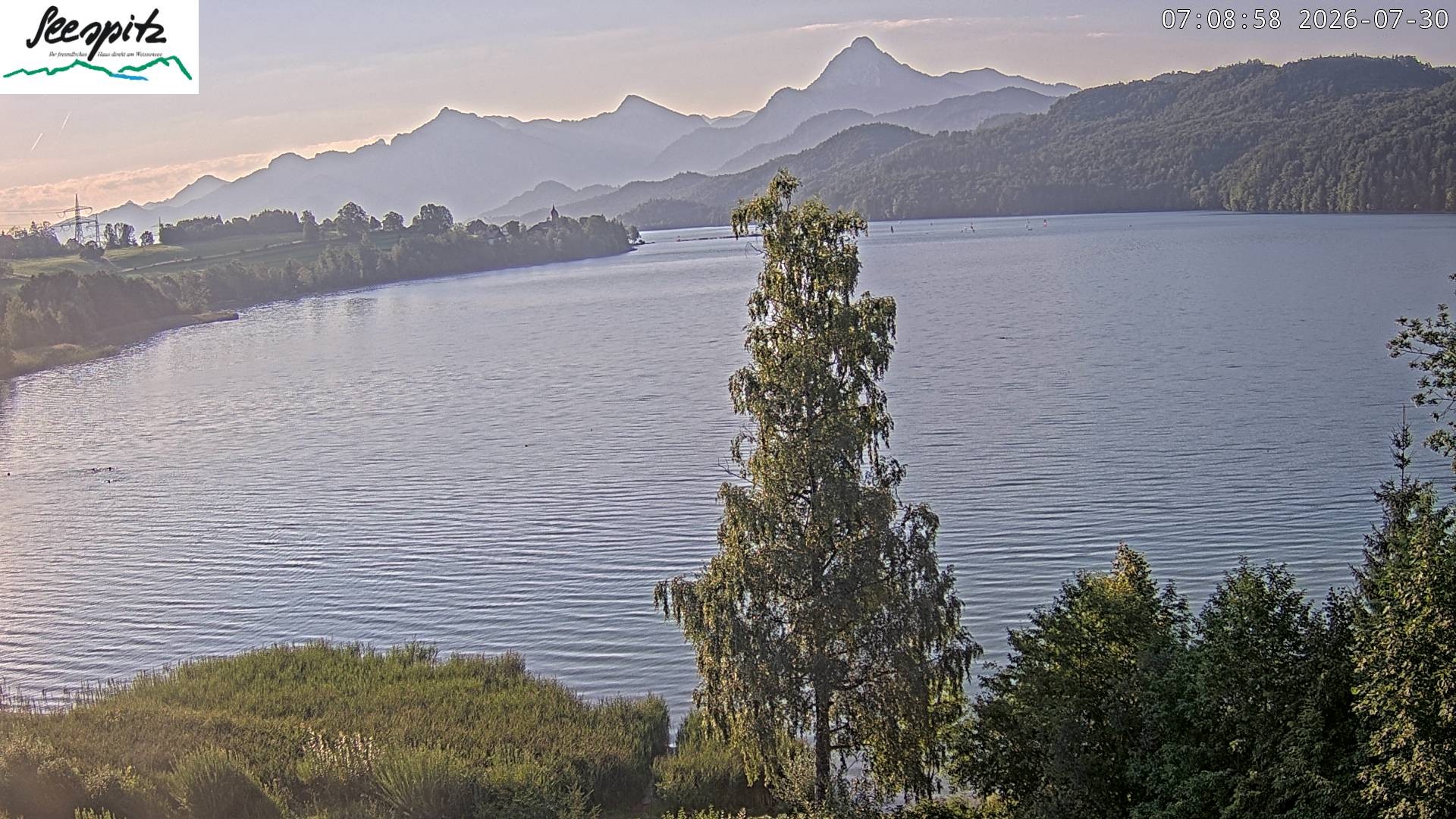 Archiv Foto Webcam Füssen: Blick auf den Weißensee vom Hotel Seespitz