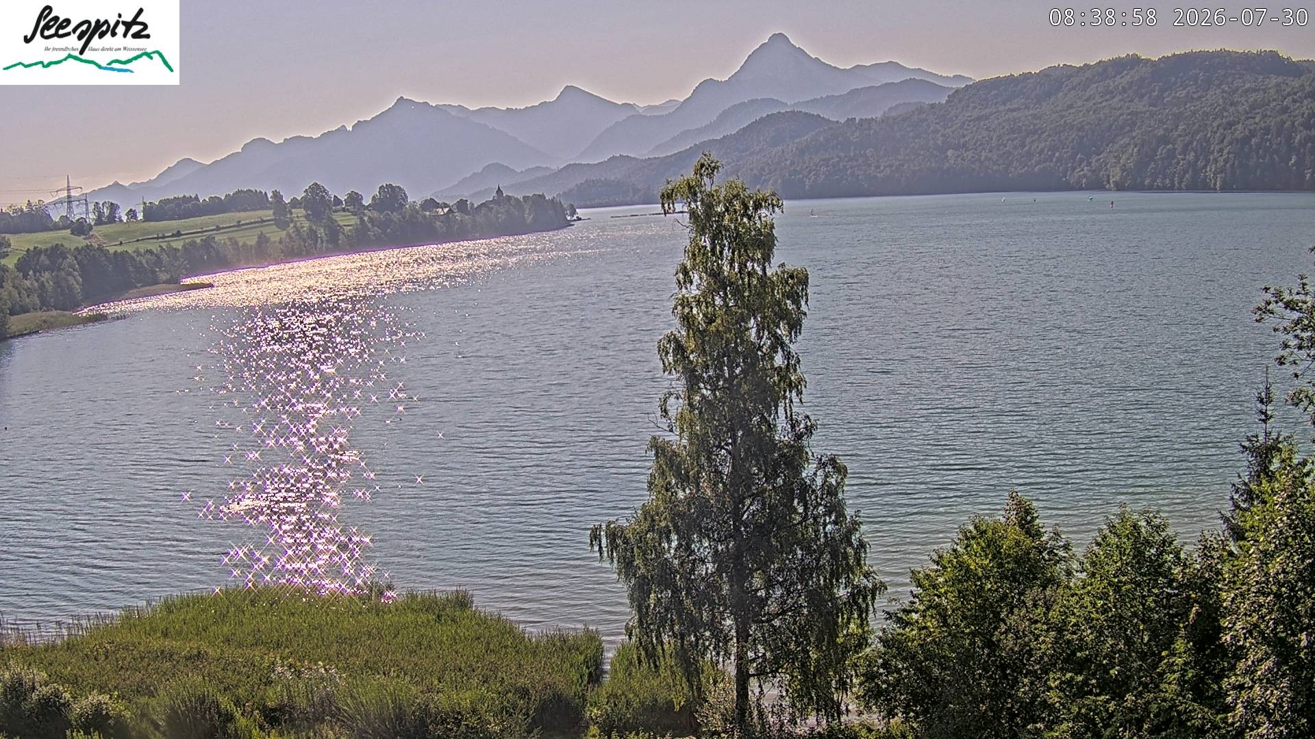 Archiv Foto Webcam Füssen: Blick auf den Weißensee vom Hotel Seespitz