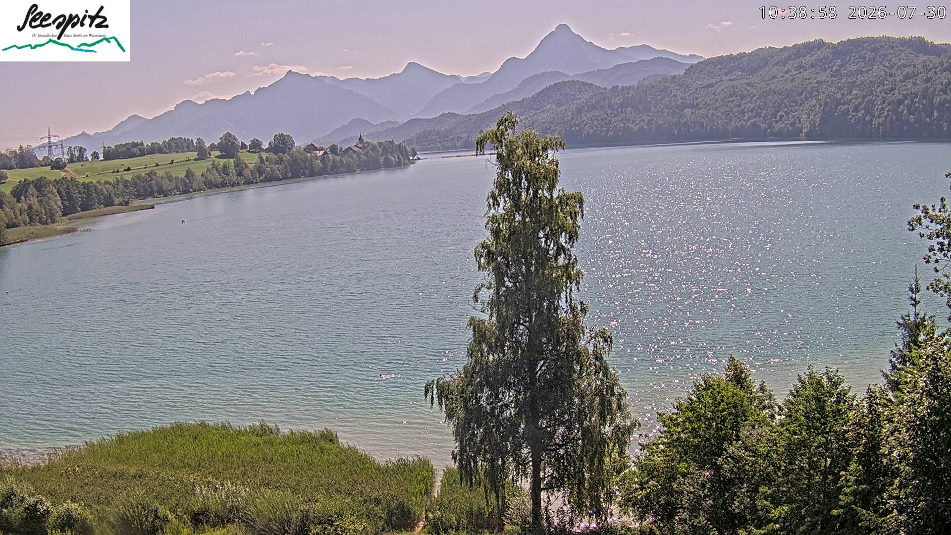 Archiv Foto Webcam Füssen: Blick auf den Weißensee vom Hotel Seespitz