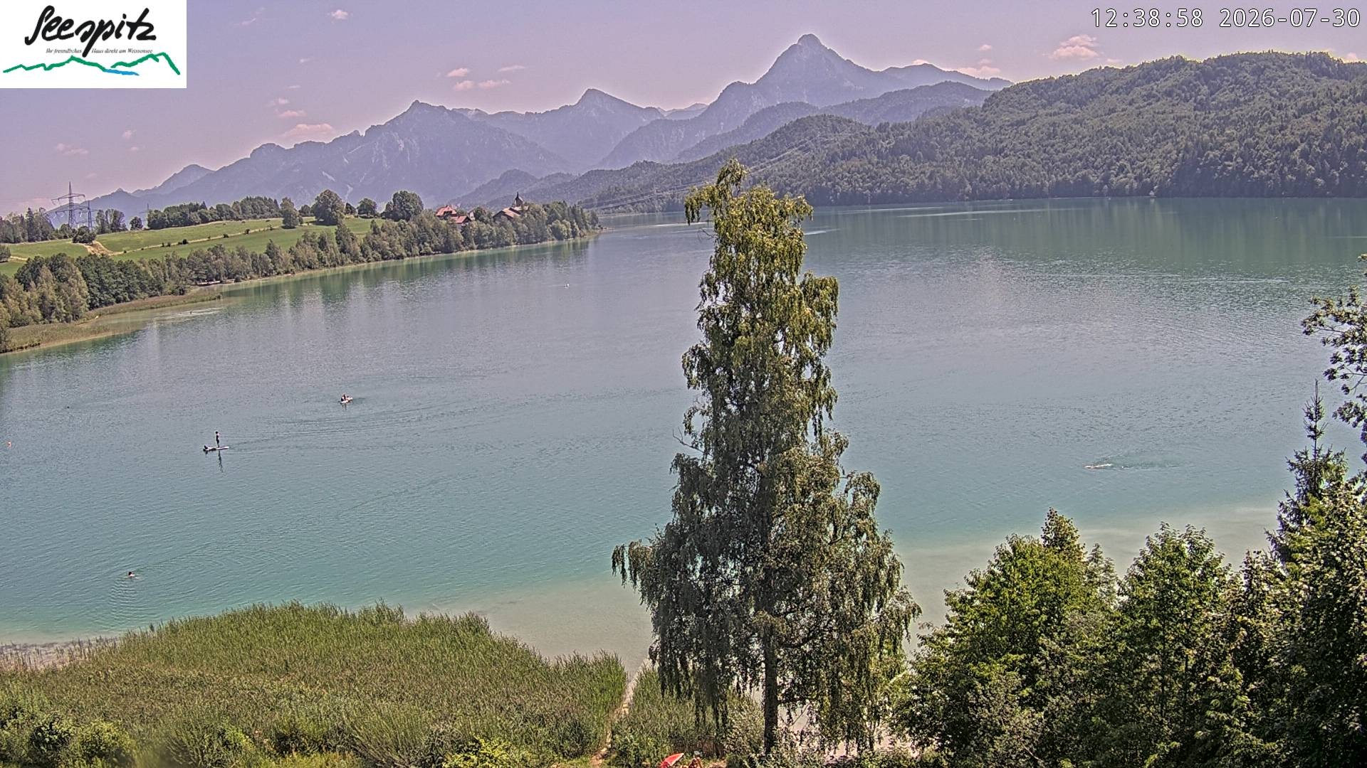 Archiv Foto Webcam Füssen: Blick auf den Weißensee vom Hotel Seespitz