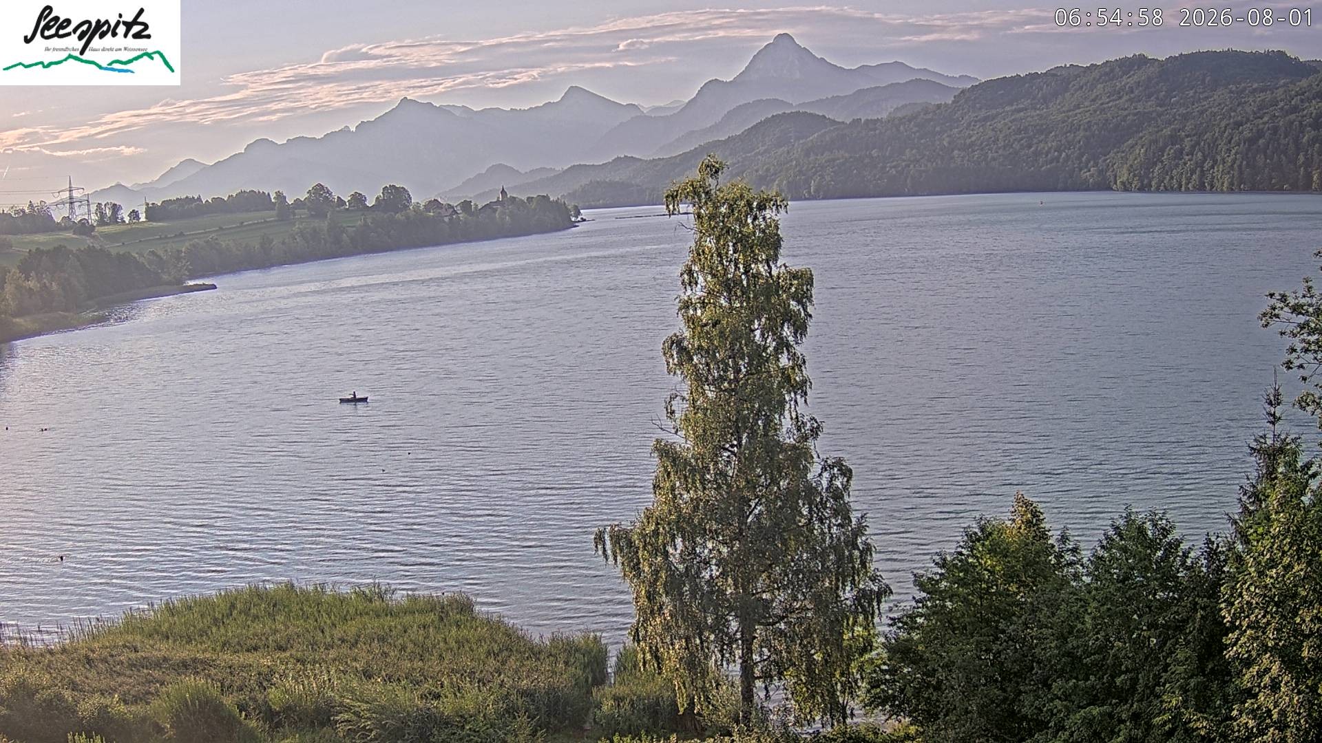 Archiv Foto Webcam Füssen: Blick auf den Weißensee vom Hotel Seespitz