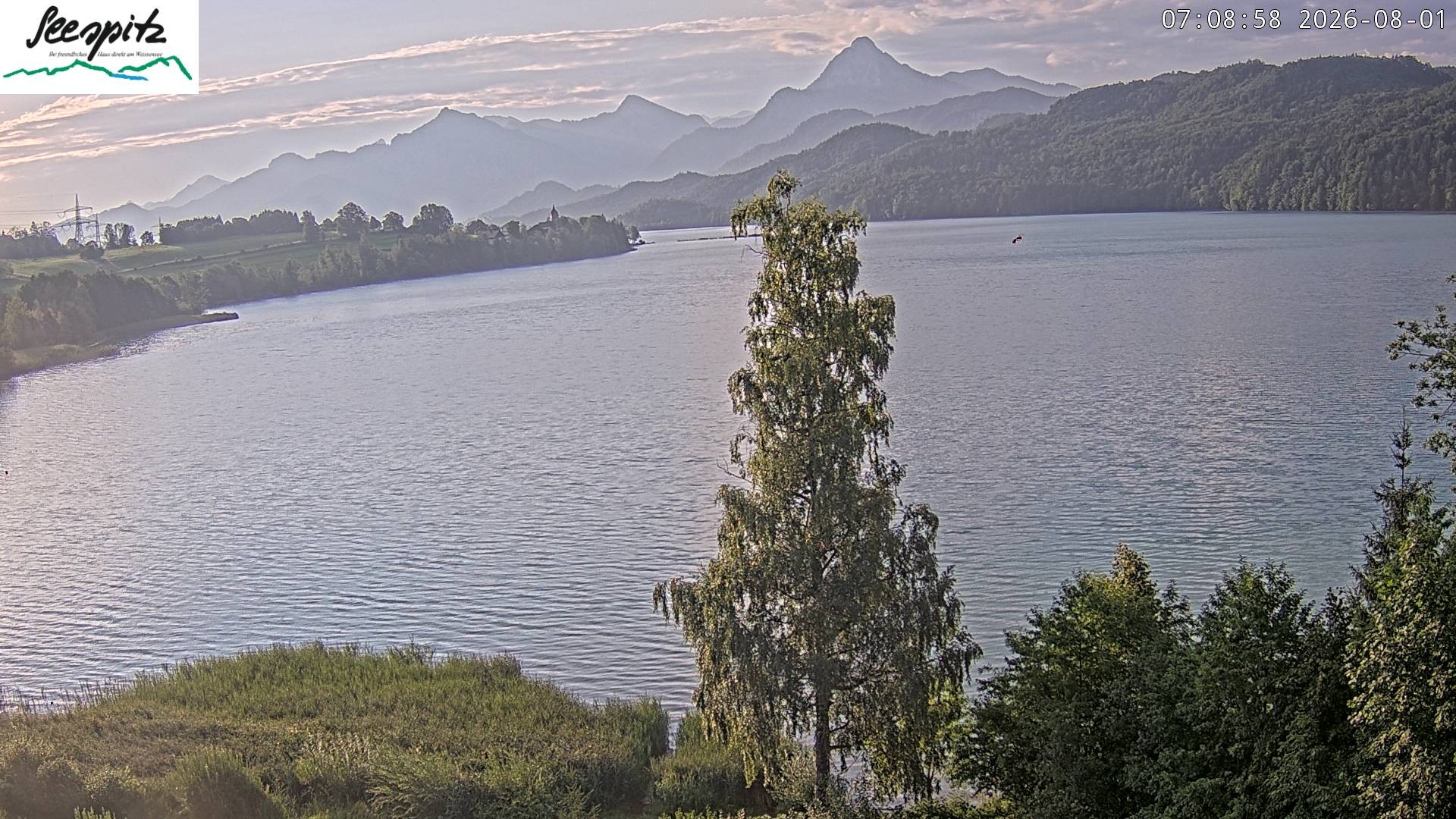 Archiv Foto Webcam Füssen: Blick auf den Weißensee vom Hotel Seespitz