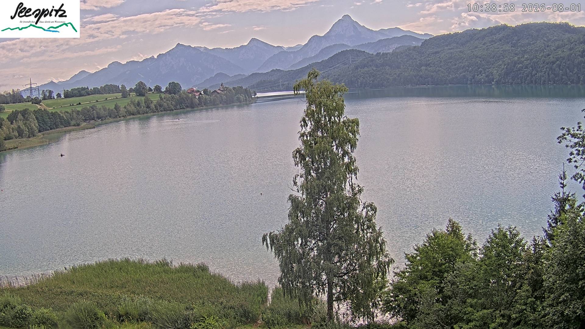 Archiv Foto Webcam Füssen: Blick auf den Weißensee vom Hotel Seespitz