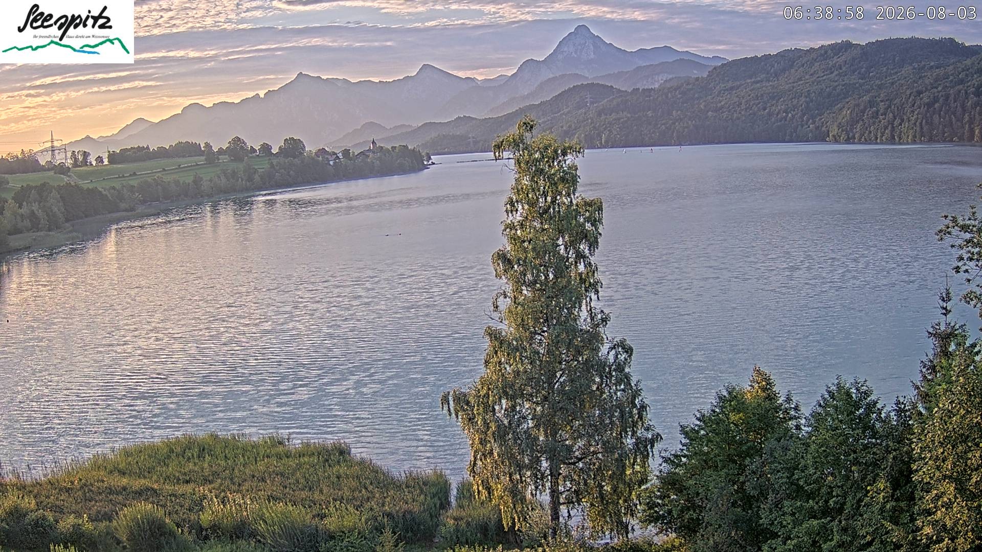Archiv Foto Webcam Füssen: Blick auf den Weißensee vom Hotel Seespitz