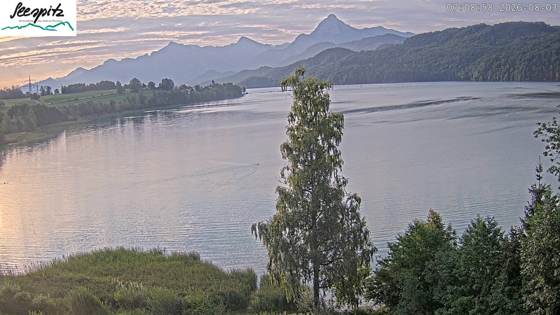 Archiv Foto Webcam Füssen: Blick auf den Weißensee vom Hotel Seespitz