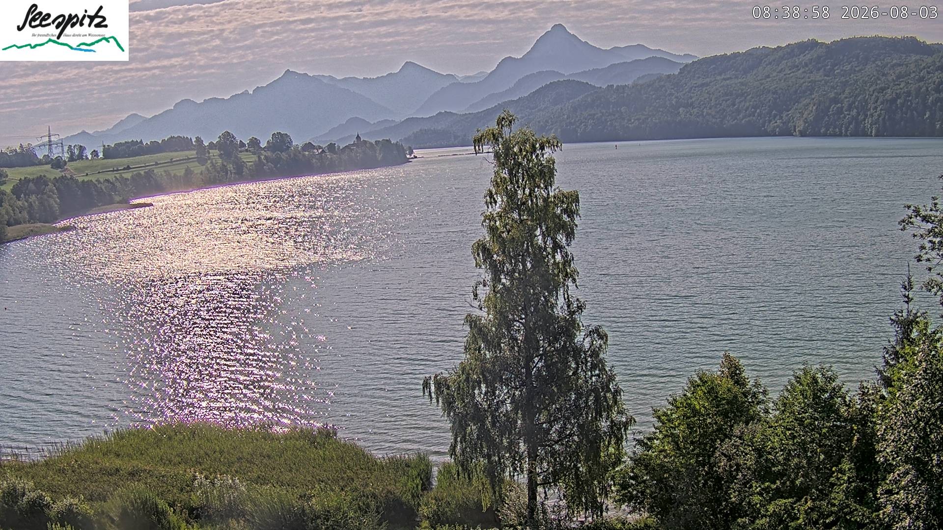 Archiv Foto Webcam Füssen: Blick auf den Weißensee vom Hotel Seespitz