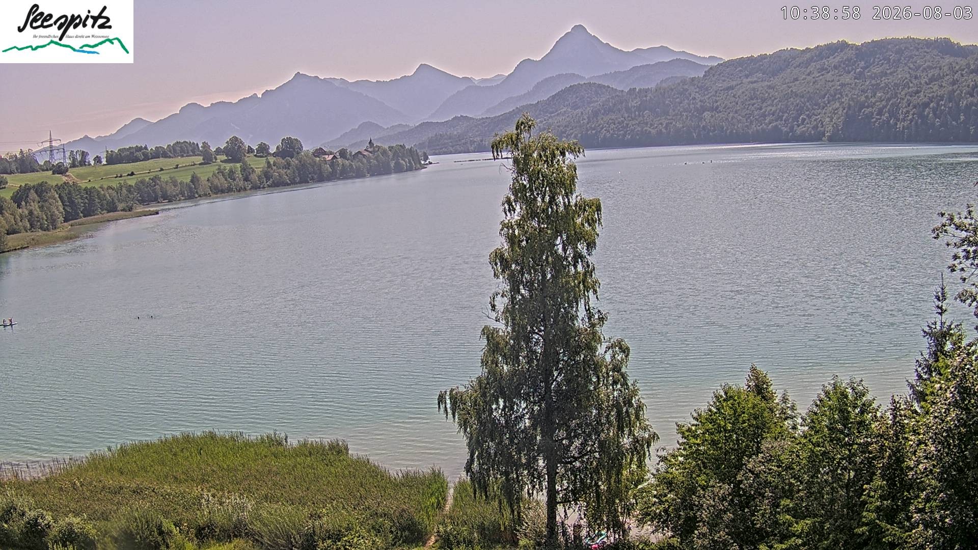 Archiv Foto Webcam Füssen: Blick auf den Weißensee vom Hotel Seespitz