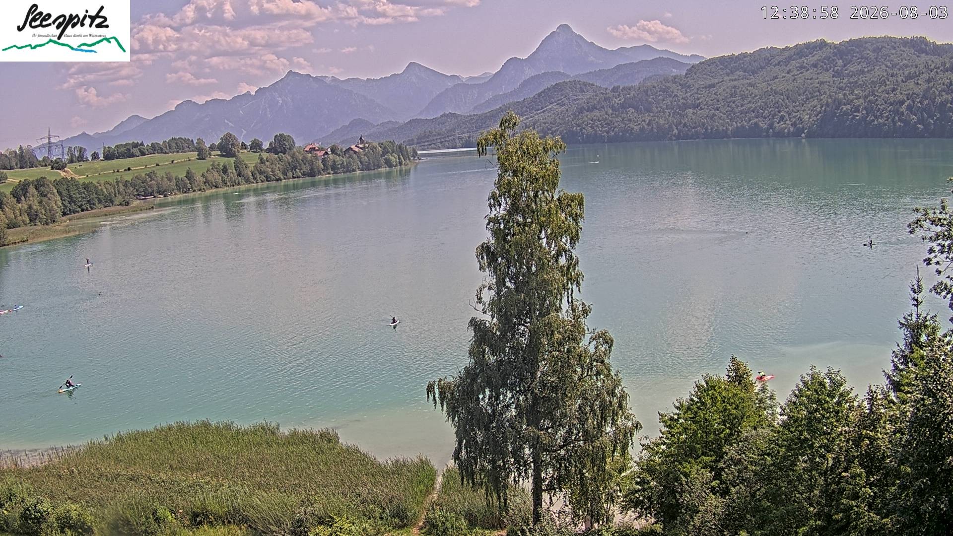 Archiv Foto Webcam Füssen: Blick auf den Weißensee vom Hotel Seespitz