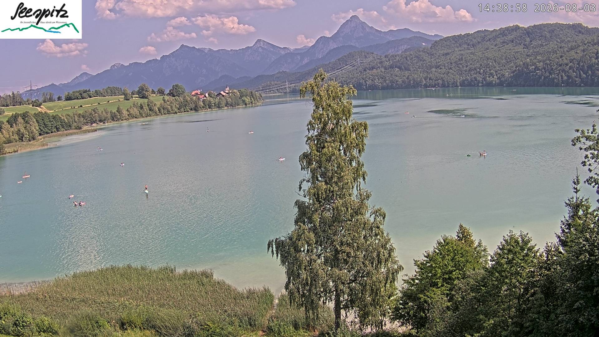 Archiv Foto Webcam Füssen: Blick auf den Weißensee vom Hotel Seespitz