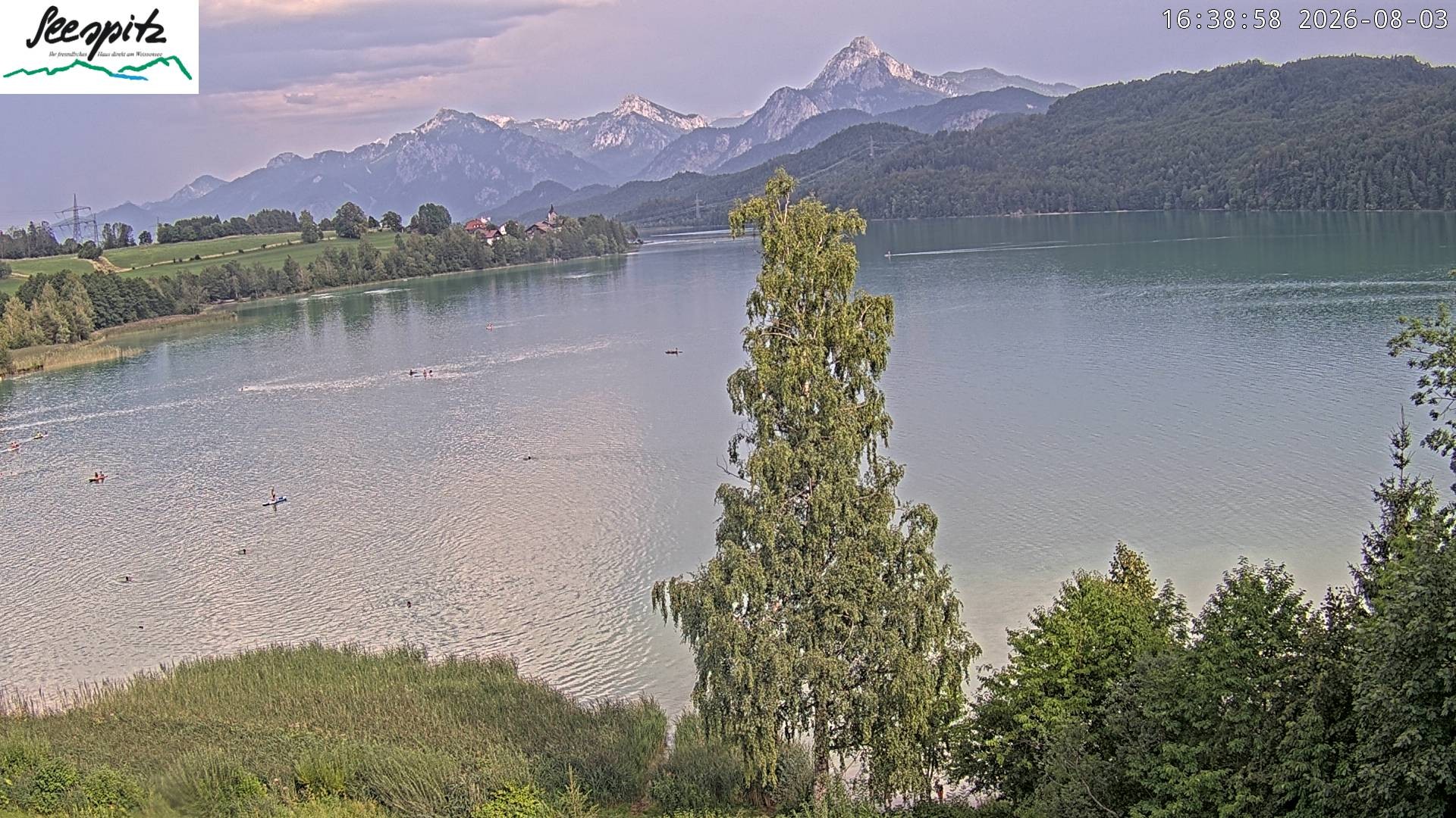 Archiv Foto Webcam Füssen: Blick auf den Weißensee vom Hotel Seespitz