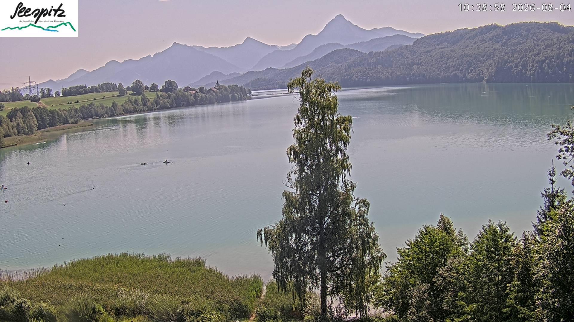 Archiv Foto Webcam Füssen: Blick auf den Weißensee vom Hotel Seespitz