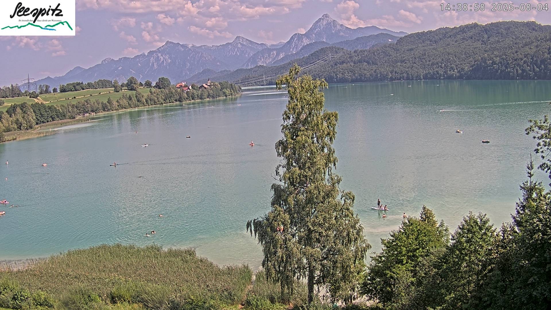 Archiv Foto Webcam Füssen: Blick auf den Weißensee vom Hotel Seespitz