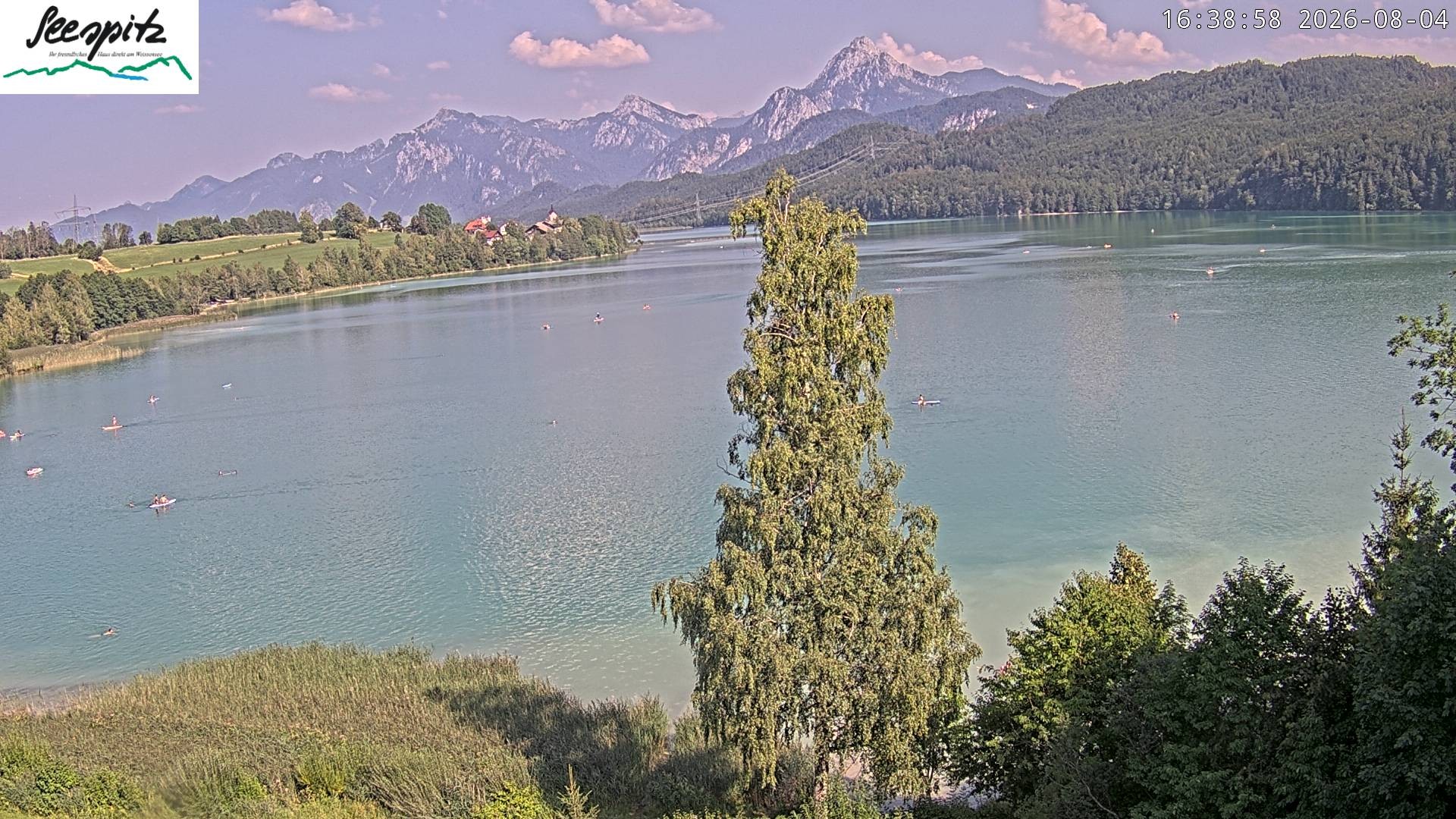 Archiv Foto Webcam Füssen: Blick auf den Weißensee vom Hotel Seespitz
