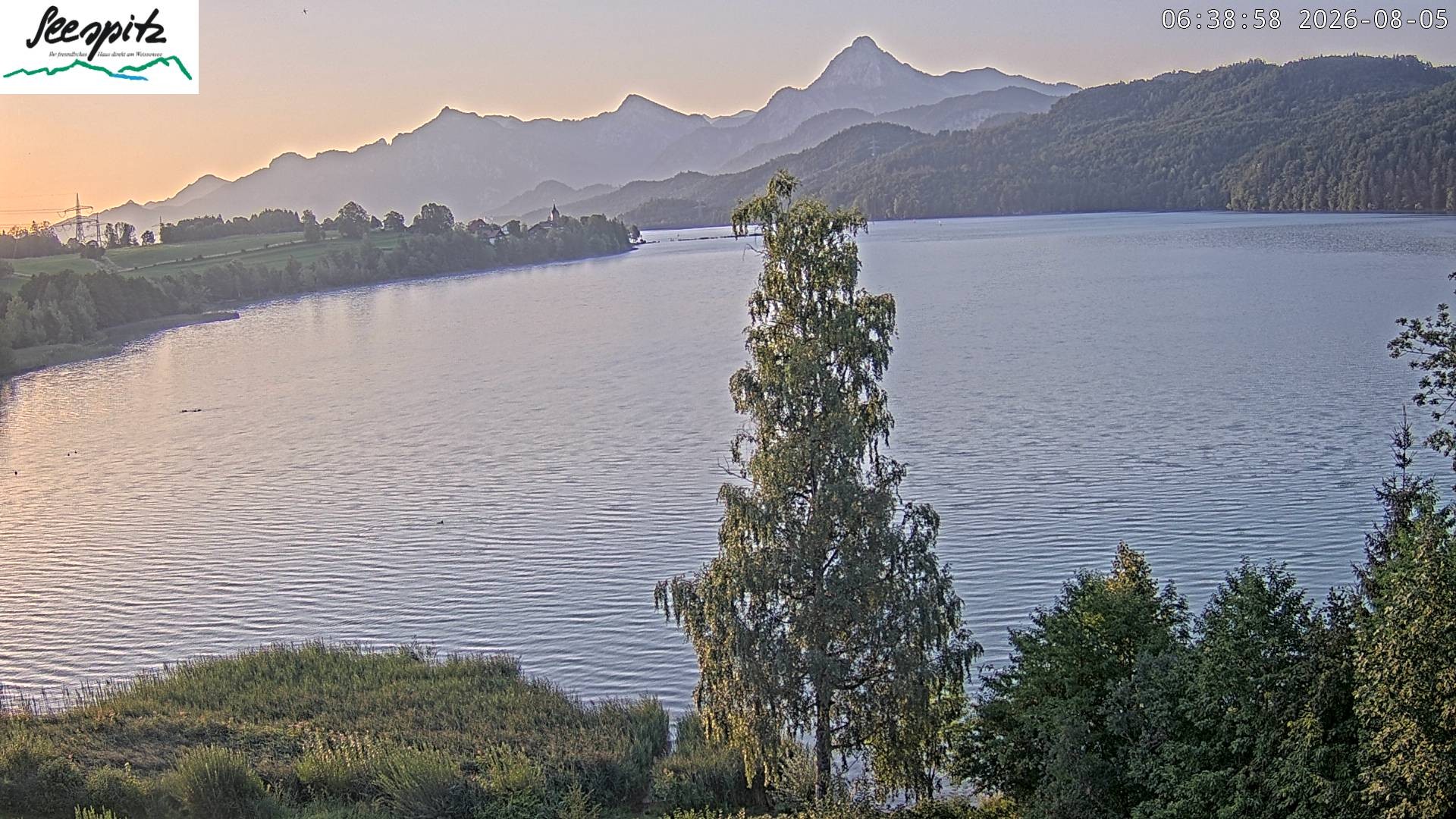 Archiv Foto Webcam Füssen: Blick auf den Weißensee vom Hotel Seespitz