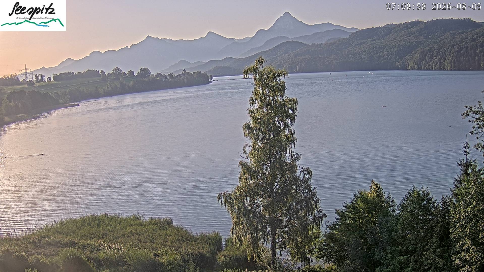 Archiv Foto Webcam Füssen: Blick auf den Weißensee vom Hotel Seespitz