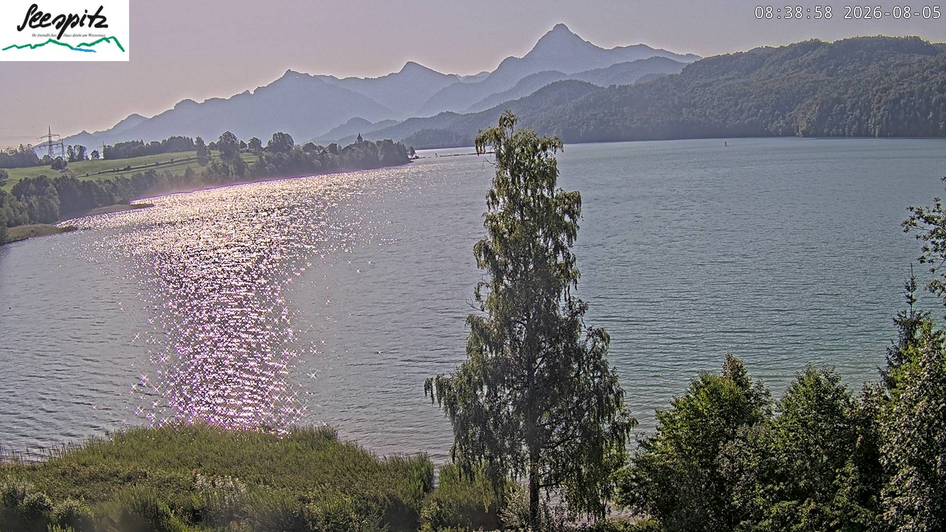 Archiv Foto Webcam Füssen: Blick auf den Weißensee vom Hotel Seespitz