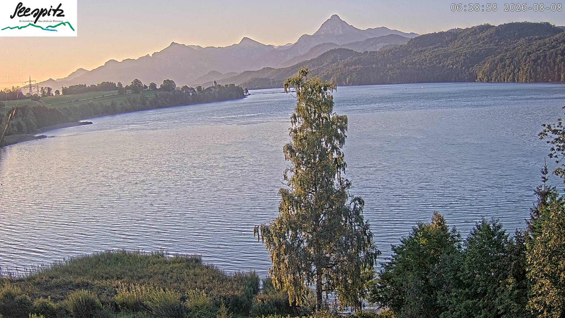 Archiv Foto Webcam Füssen: Blick auf den Weißensee vom Hotel Seespitz