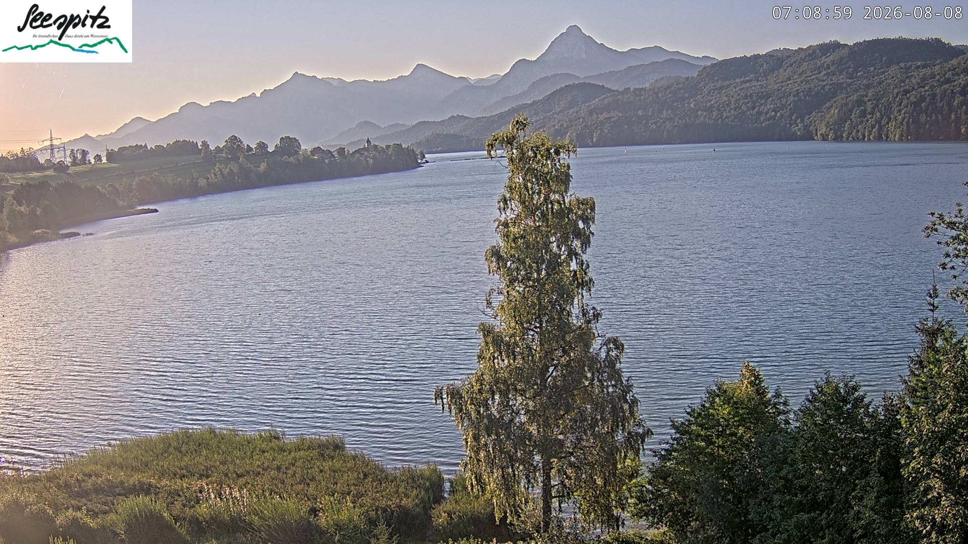 Archiv Foto Webcam Füssen: Blick auf den Weißensee vom Hotel Seespitz