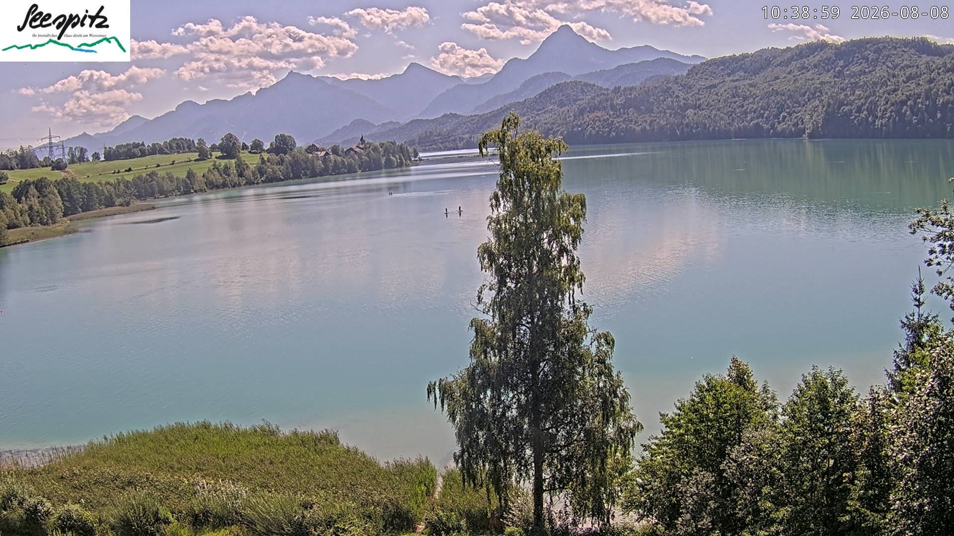 Archiv Foto Webcam Füssen: Blick auf den Weißensee vom Hotel Seespitz