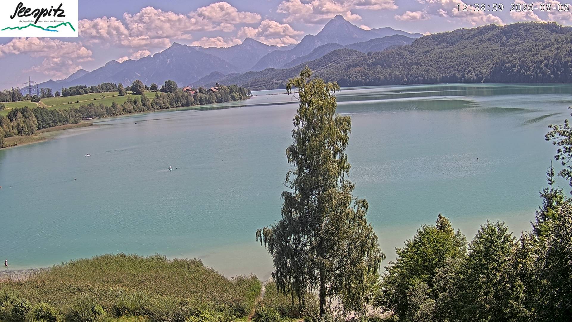 Archiv Foto Webcam Füssen: Blick auf den Weißensee vom Hotel Seespitz