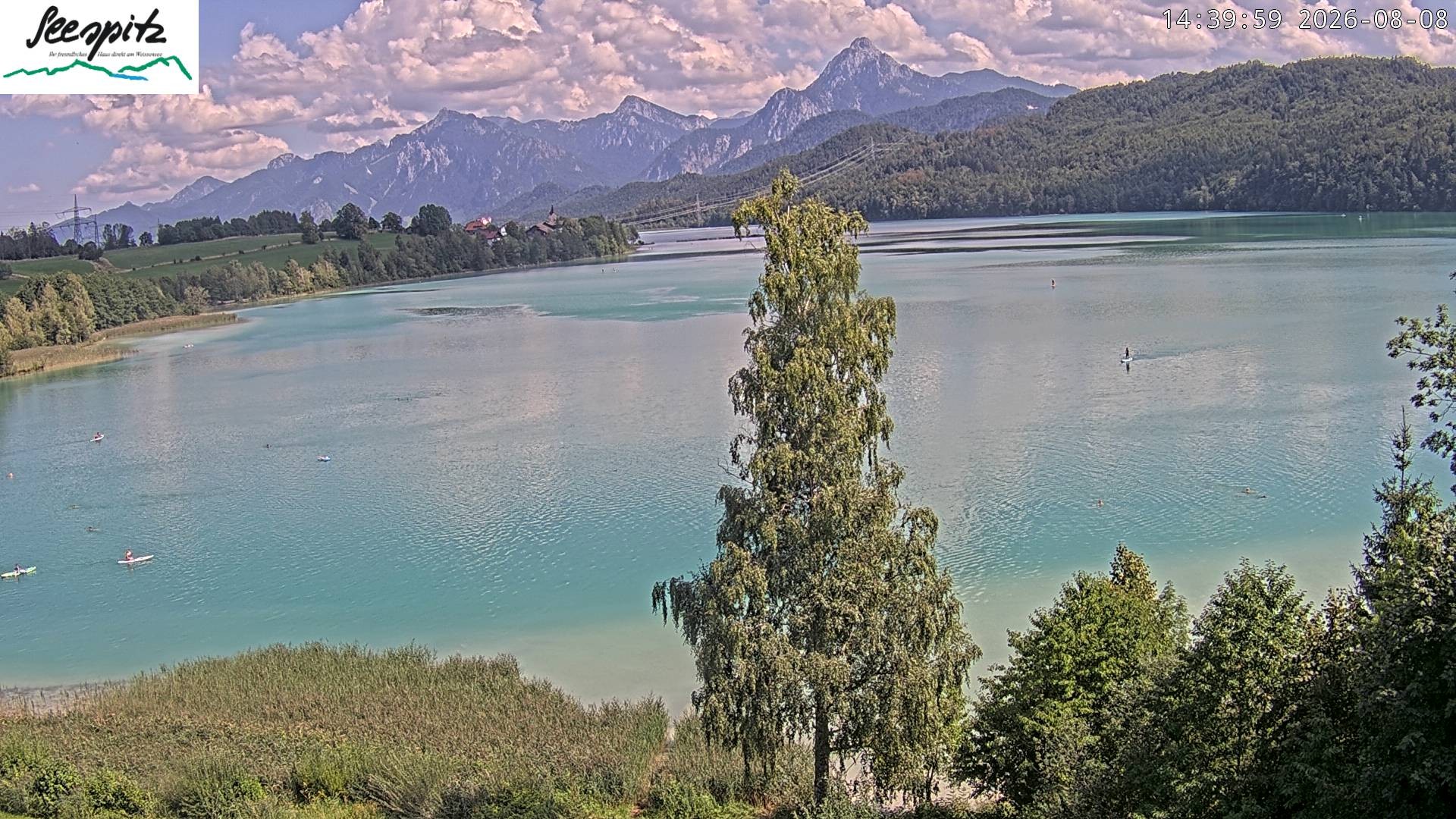 Archiv Foto Webcam Füssen: Blick auf den Weißensee vom Hotel Seespitz